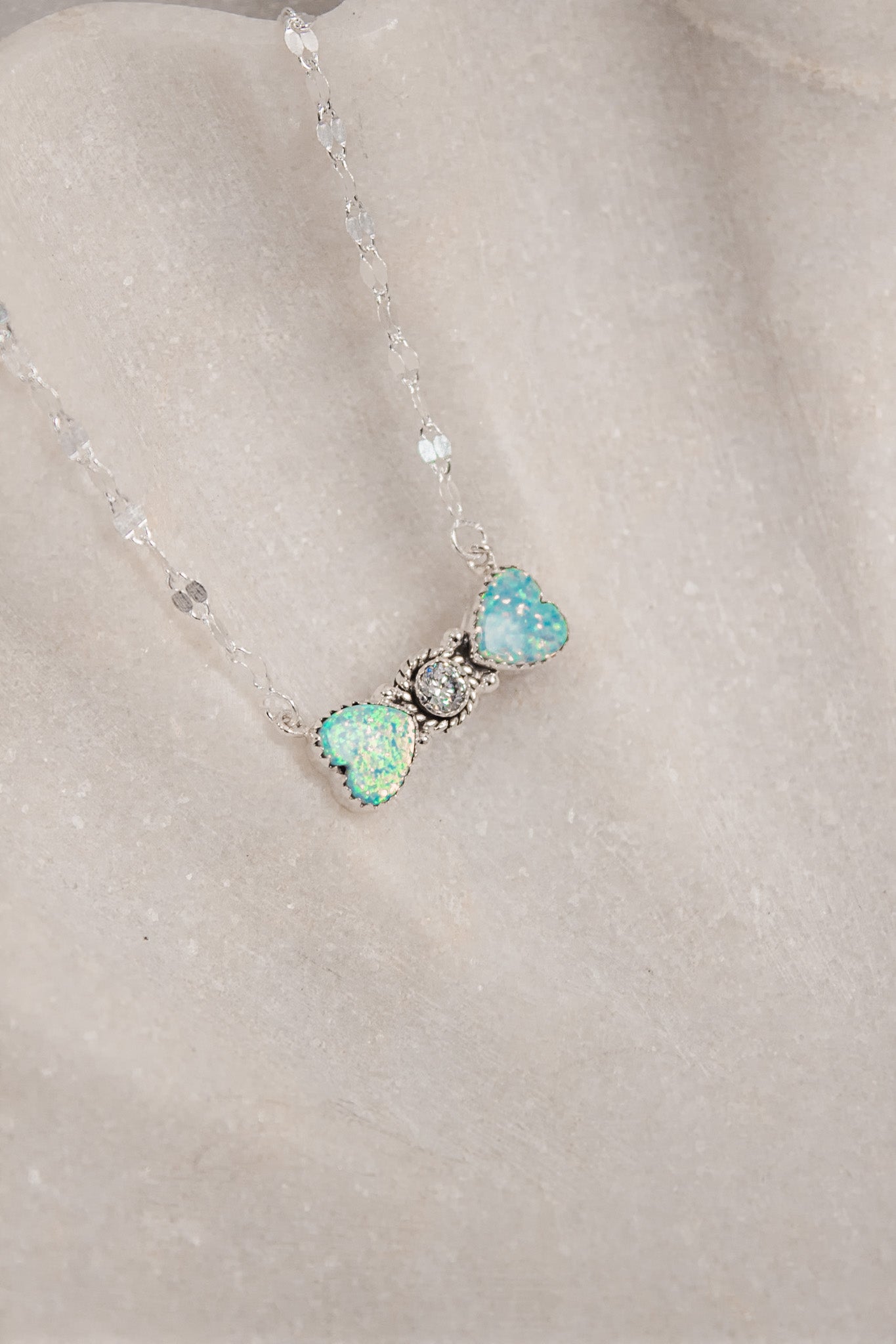 Bohemian Bow Bliss Sterling Silver Stone Necklace-Chain Necklaces-Krush Kandy, Women's Online Fashion Boutique Located in Phoenix, Arizona (Scottsdale Area)