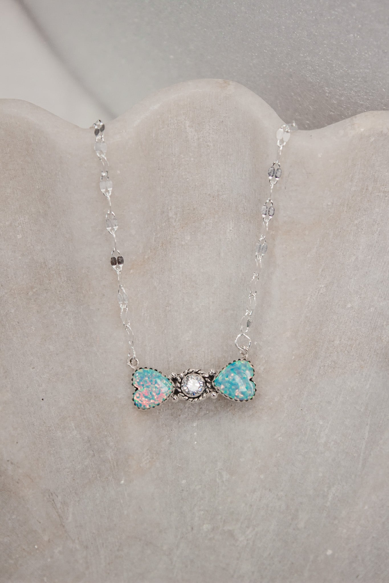Bohemian Bow Bliss Sterling Silver Stone Necklace-Chain Necklaces-Krush Kandy, Women's Online Fashion Boutique Located in Phoenix, Arizona (Scottsdale Area)