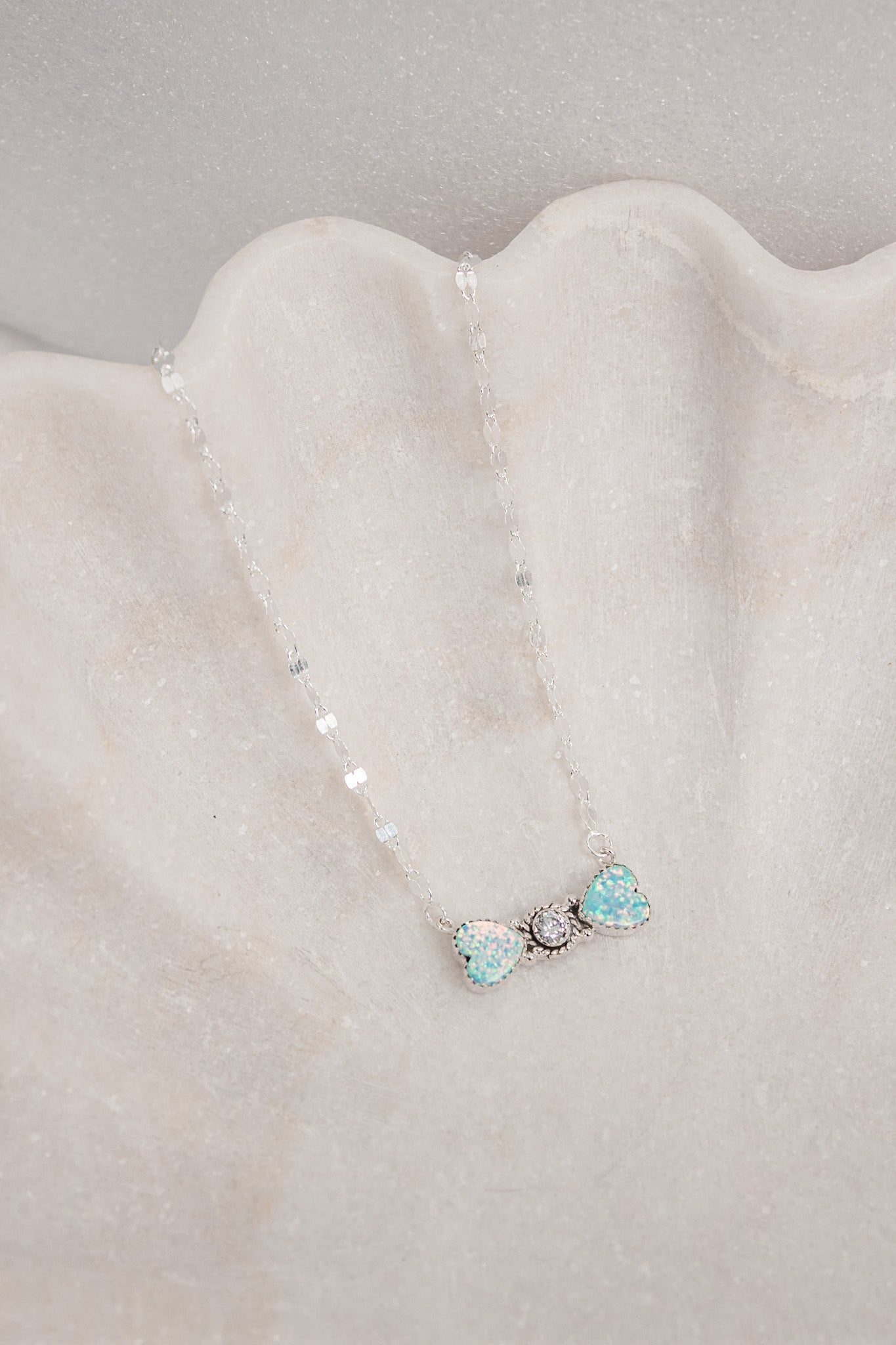 Bohemian Bow Bliss Sterling Silver Stone Necklace-Chain Necklaces-Krush Kandy, Women's Online Fashion Boutique Located in Phoenix, Arizona (Scottsdale Area)