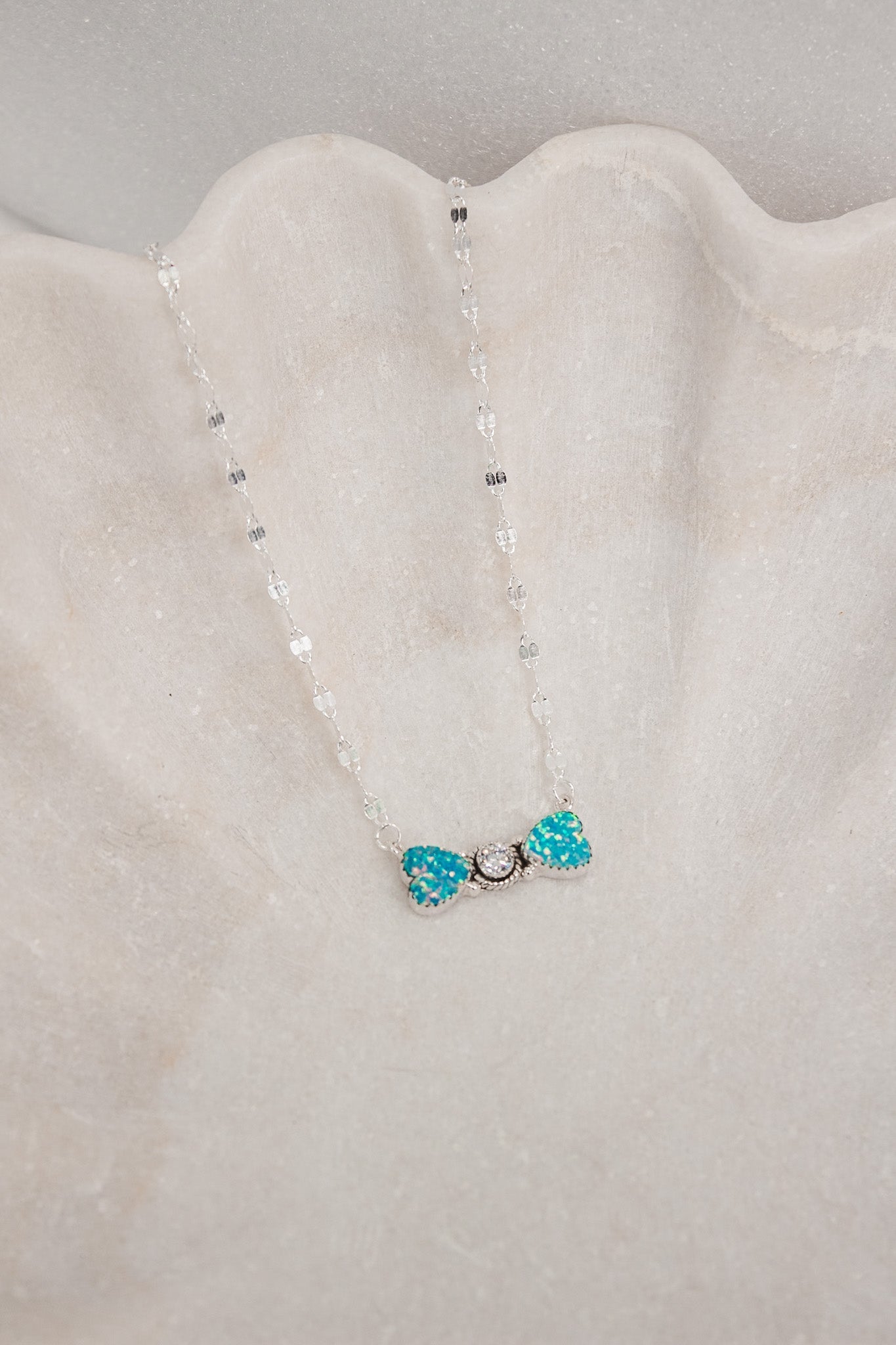 Bohemian Bow Bliss Sterling Silver Stone Necklace-Chain Necklaces-Krush Kandy, Women's Online Fashion Boutique Located in Phoenix, Arizona (Scottsdale Area)