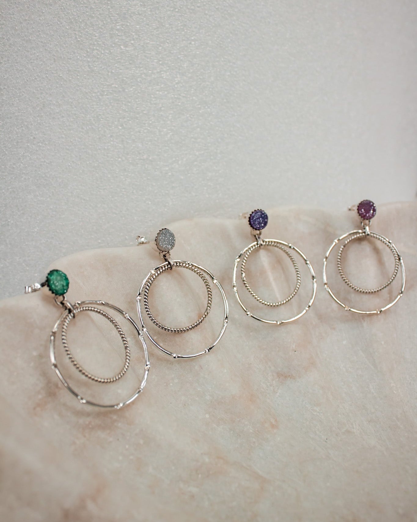 Druzy Double Hoop Earrings | By KKB-Hoop Earrings-Krush Kandy, Women's Online Fashion Boutique Located in Phoenix, Arizona (Scottsdale Area)