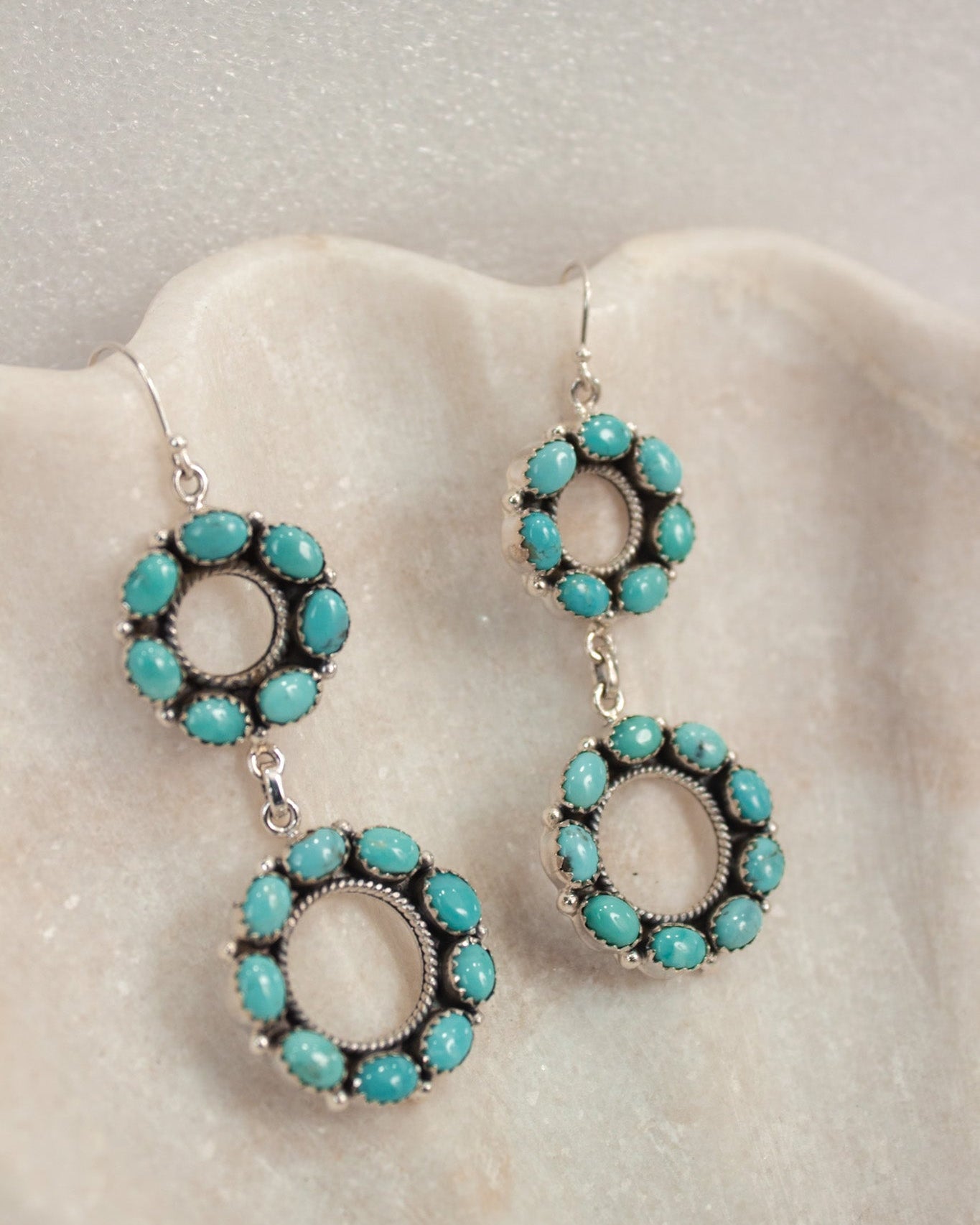 Tell Me More One Of A Kind Turquoise Stone Earrings-Hoop Earrings-Krush Kandy, Women's Online Fashion Boutique Located in Phoenix, Arizona (Scottsdale Area)