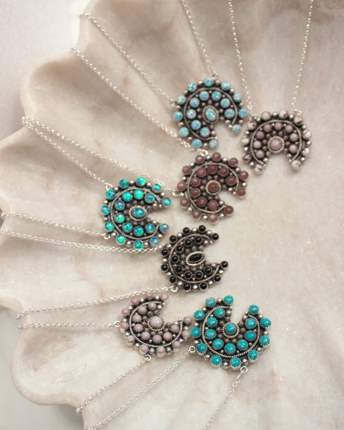 Mini Concho Stone Necklaces-Chain Necklaces-Krush Kandy, Women's Online Fashion Boutique Located in Phoenix, Arizona (Scottsdale Area)