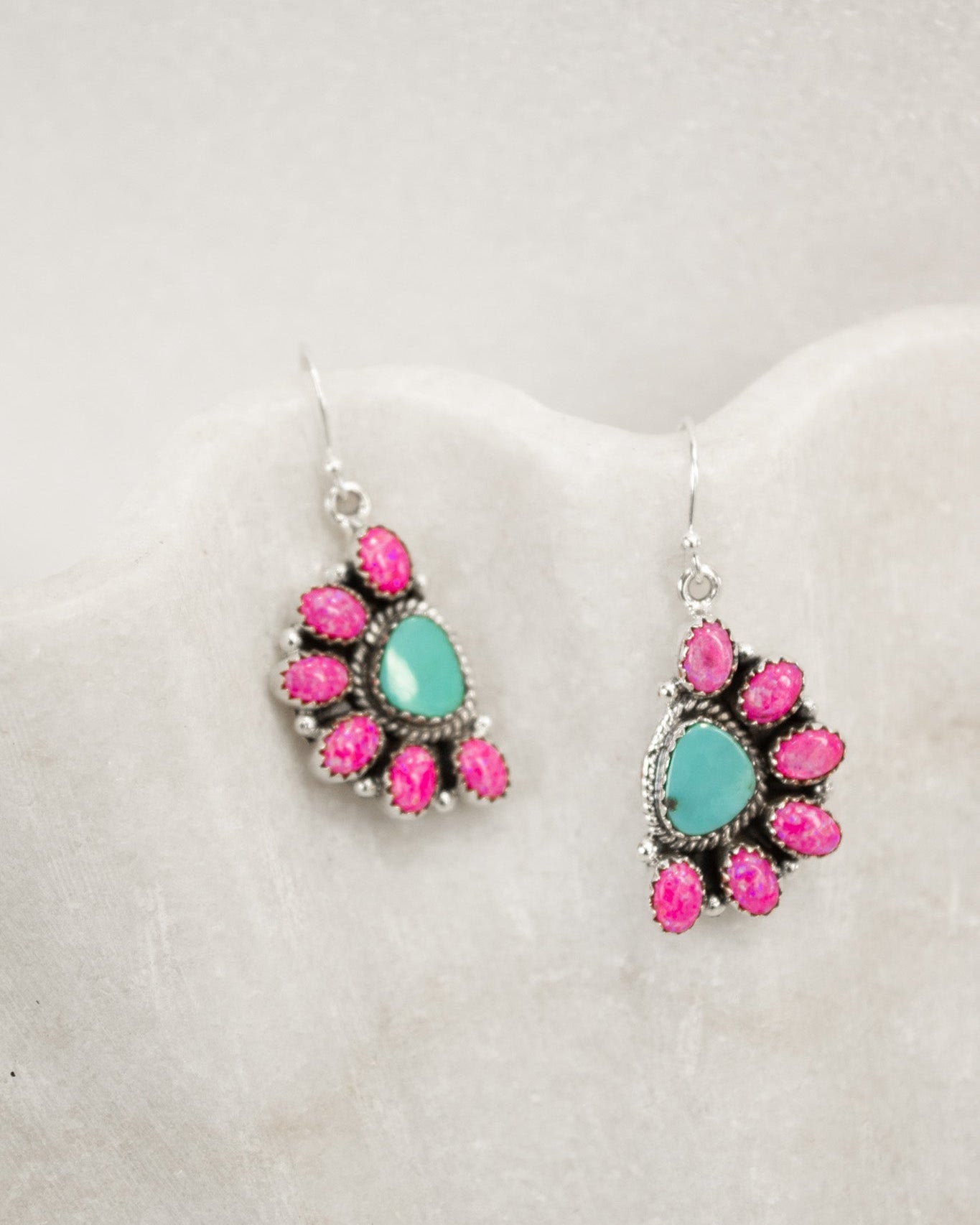 Half Opal Cluster Stone Earrings-Stud Earrings-Krush Kandy, Women's Online Fashion Boutique Located in Phoenix, Arizona (Scottsdale Area)