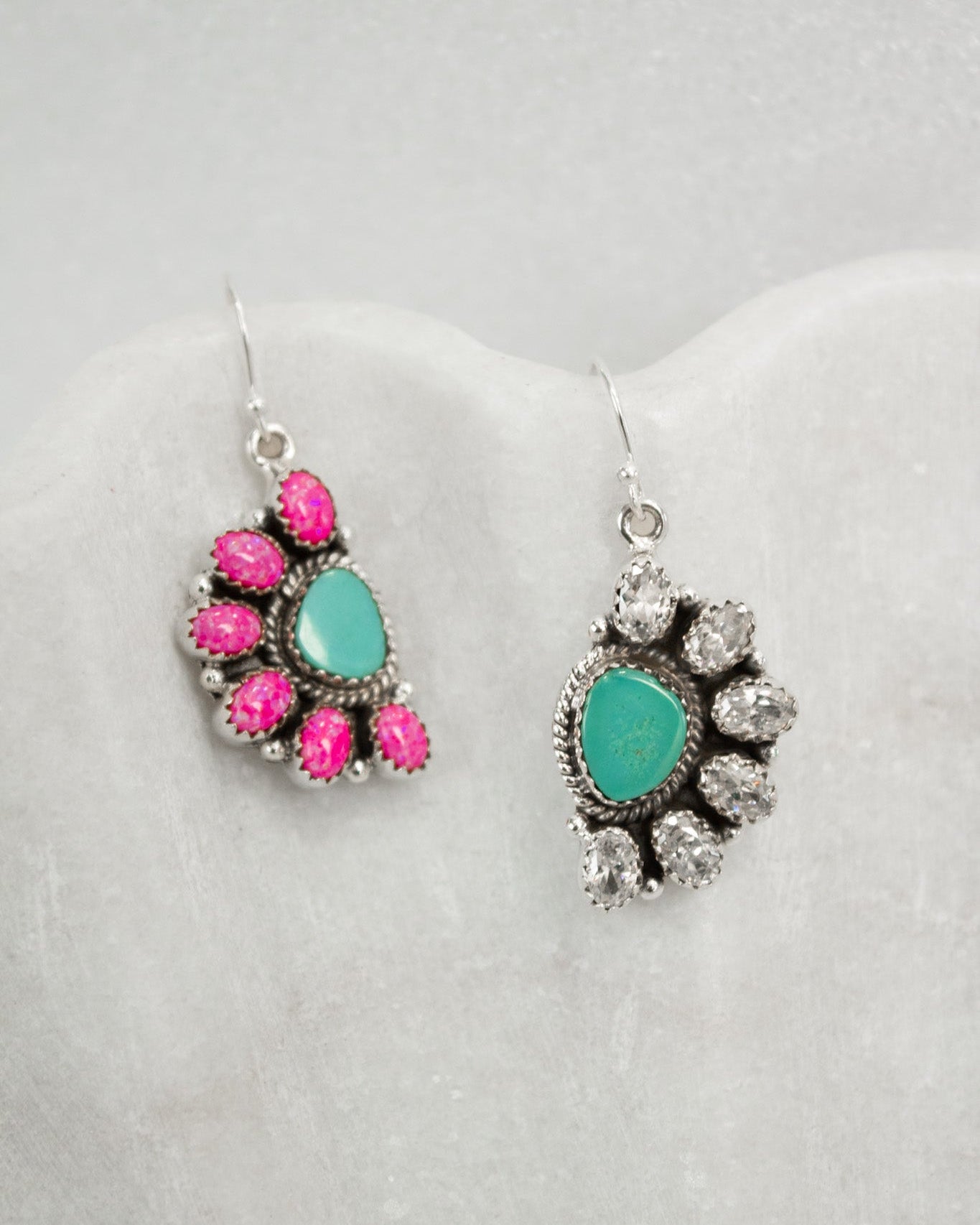 Half Opal Cluster Stone Earrings-Stud Earrings-Krush Kandy, Women's Online Fashion Boutique Located in Phoenix, Arizona (Scottsdale Area)