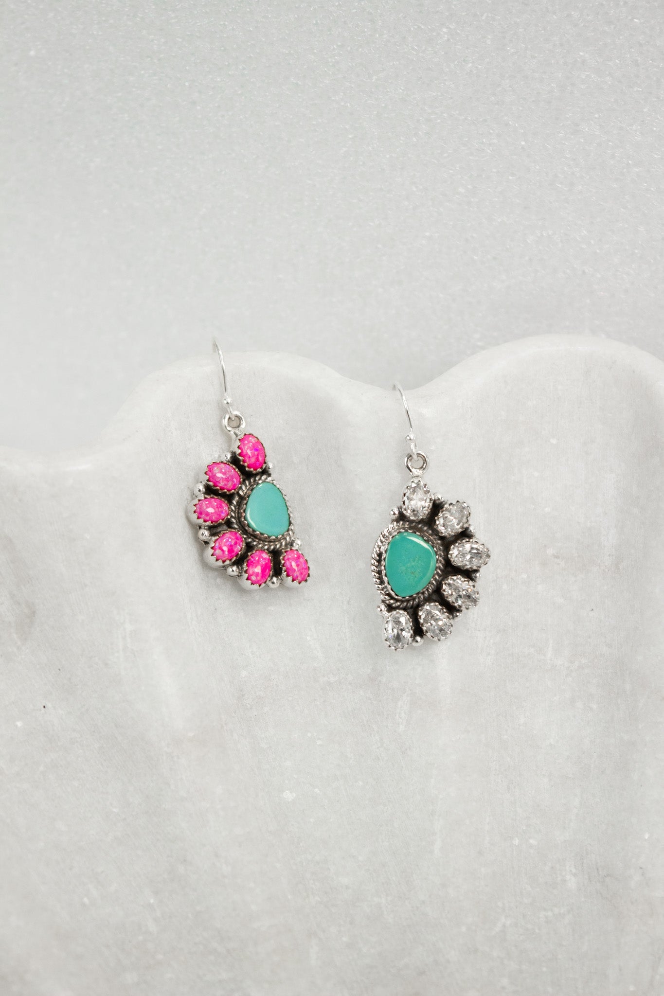 Half Opal Cluster Stone Earrings-Stud Earrings-Krush Kandy, Women's Online Fashion Boutique Located in Phoenix, Arizona (Scottsdale Area)