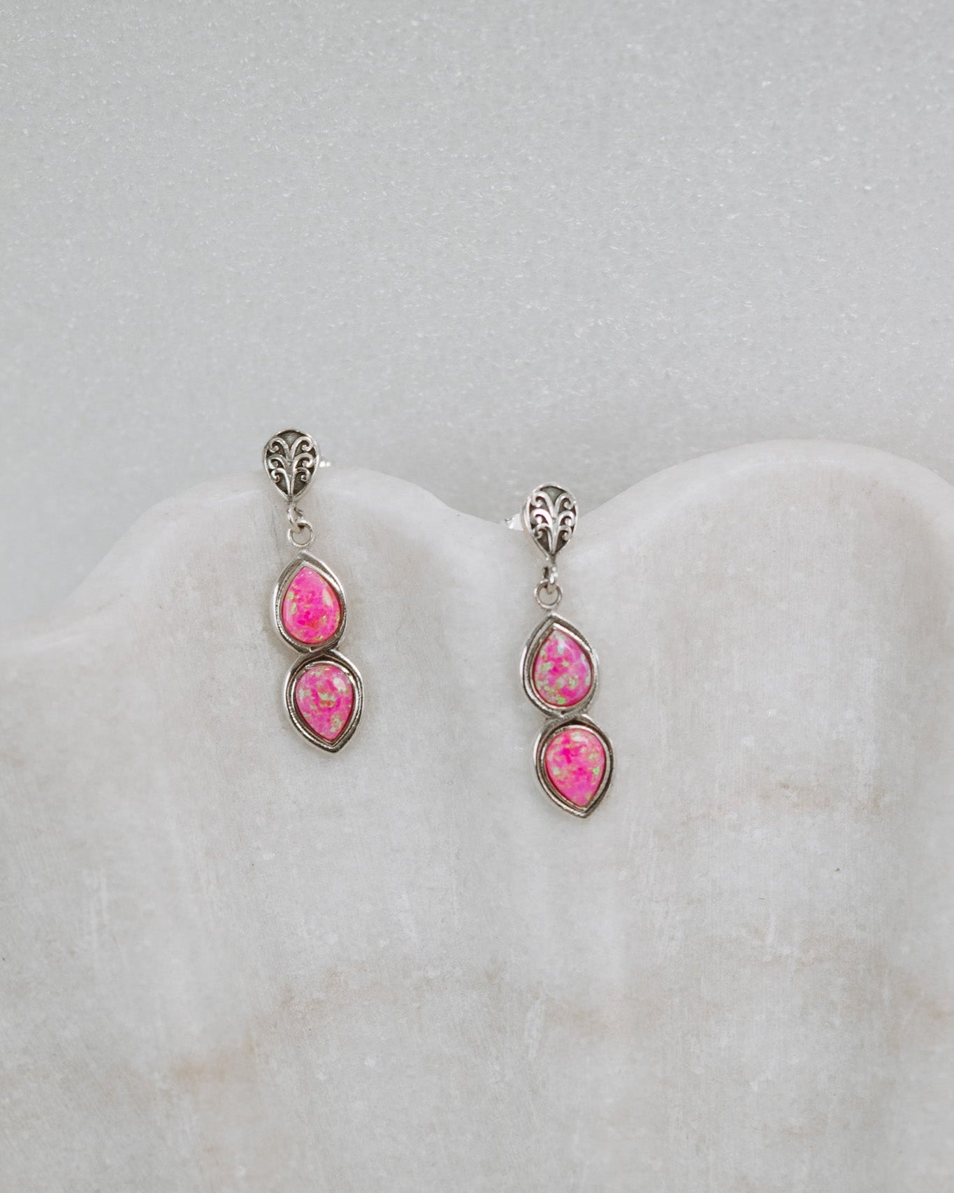 Mini Sterling Silver Burst Boho Double Stone Earrings-Drop Earrings-Krush Kandy, Women's Online Fashion Boutique Located in Phoenix, Arizona (Scottsdale Area)