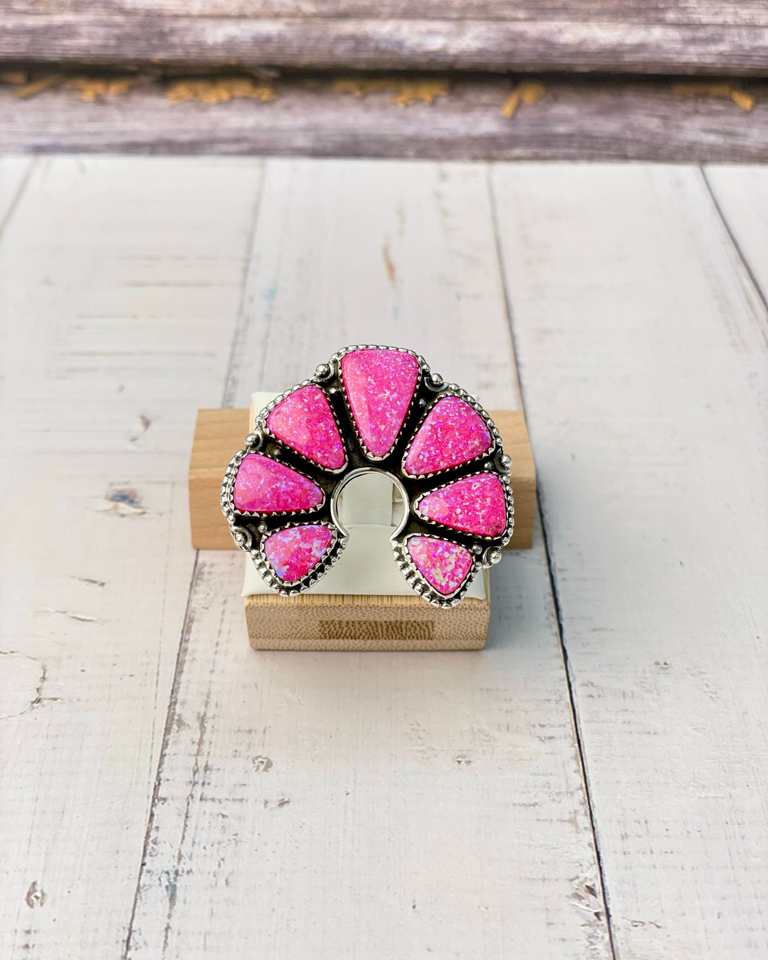 Neon Pink Opal Horseshoe Ring-Rings-Krush Kandy, Women's Online Fashion Boutique Located in Phoenix, Arizona (Scottsdale Area)