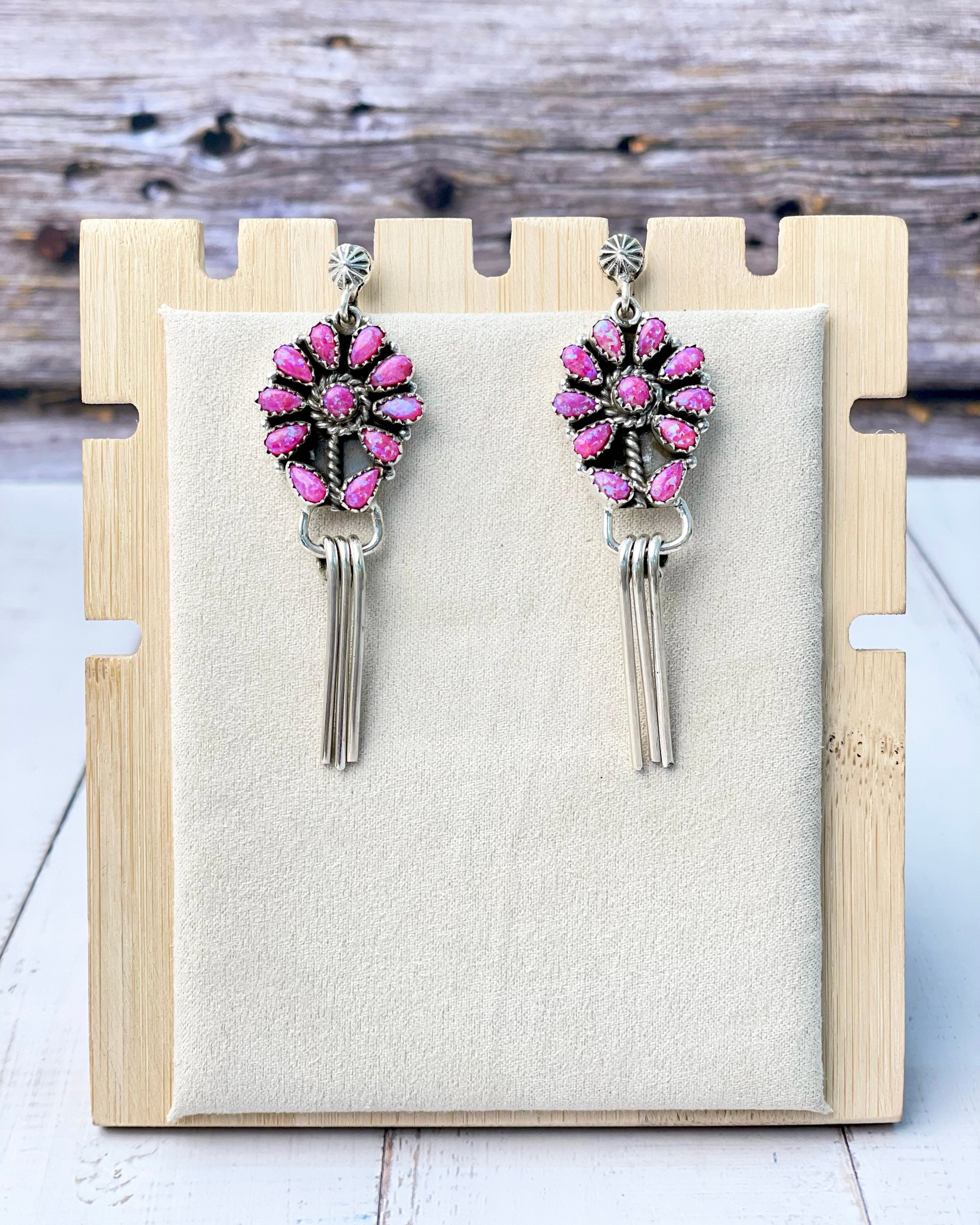 Sterling Tassel Stone Cluster Earrings-Earrings-Krush Kandy, Women's Online Fashion Boutique Located in Phoenix, Arizona (Scottsdale Area)