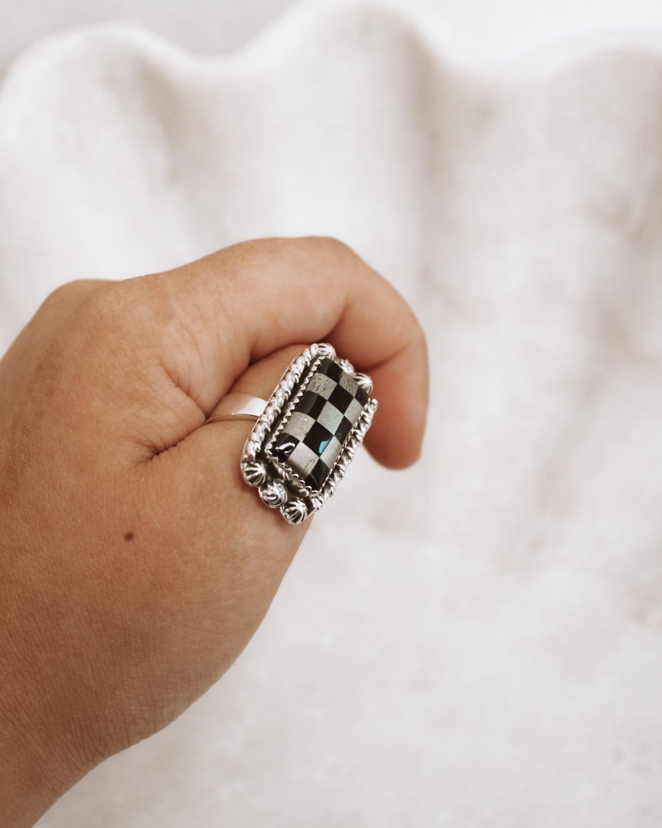 Checkered Bar Ring | By KKB-Bar Rings-Krush Kandy, Women's Online Fashion Boutique Located in Phoenix, Arizona (Scottsdale Area)