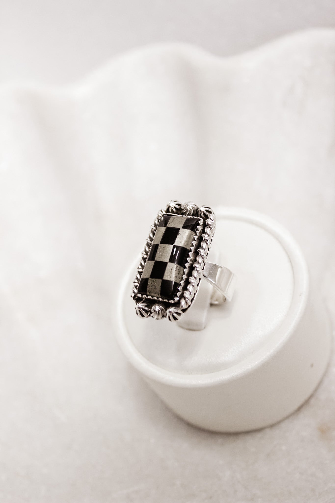 Checkered Bar Ring | By KKB-Bar Rings-Krush Kandy, Women's Online Fashion Boutique Located in Phoenix, Arizona (Scottsdale Area)