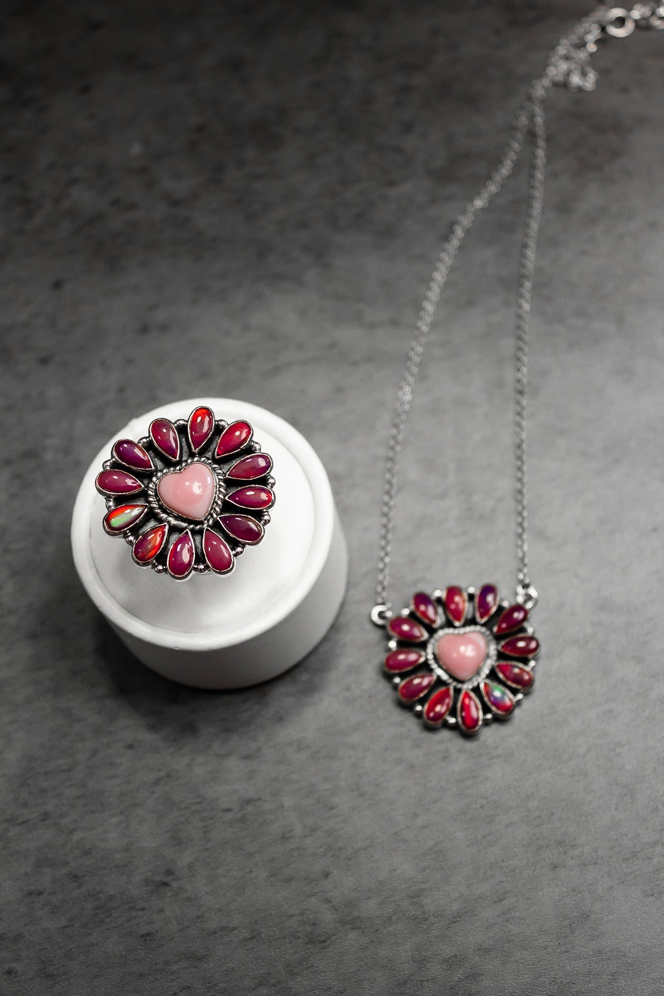 Hearts and Mixed Stone Sterling Silver Necklaces & Rings-Chain Necklaces-Krush Kandy, Women's Online Fashion Boutique Located in Phoenix, Arizona (Scottsdale Area)