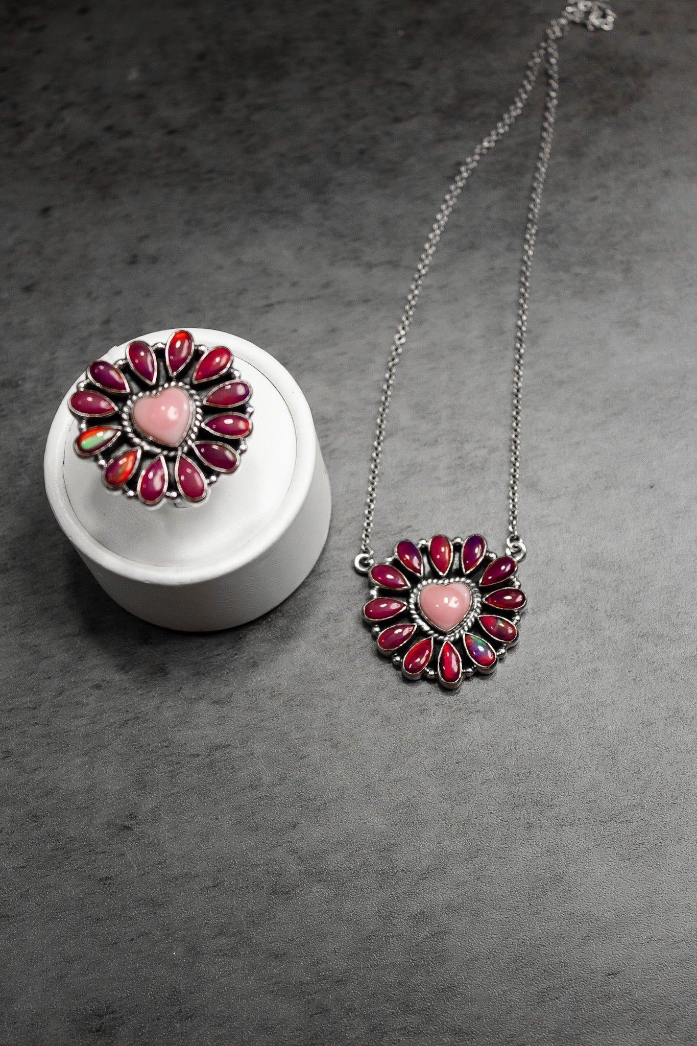 Hearts and Mixed Stone Sterling Silver Necklaces & Rings-Chain Necklaces-Krush Kandy, Women's Online Fashion Boutique Located in Phoenix, Arizona (Scottsdale Area)