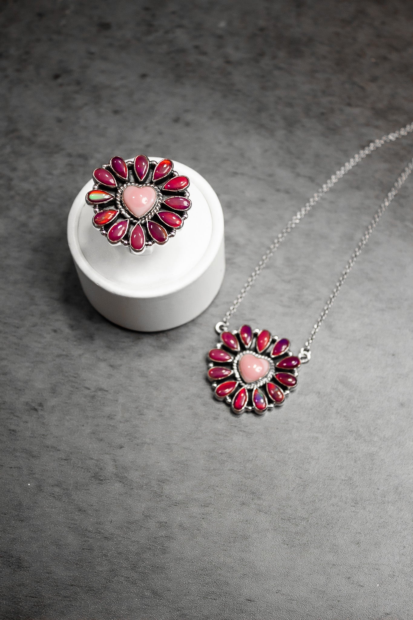 Hearts and Mixed Stone Sterling Silver Necklaces & Rings-Chain Necklaces-Krush Kandy, Women's Online Fashion Boutique Located in Phoenix, Arizona (Scottsdale Area)