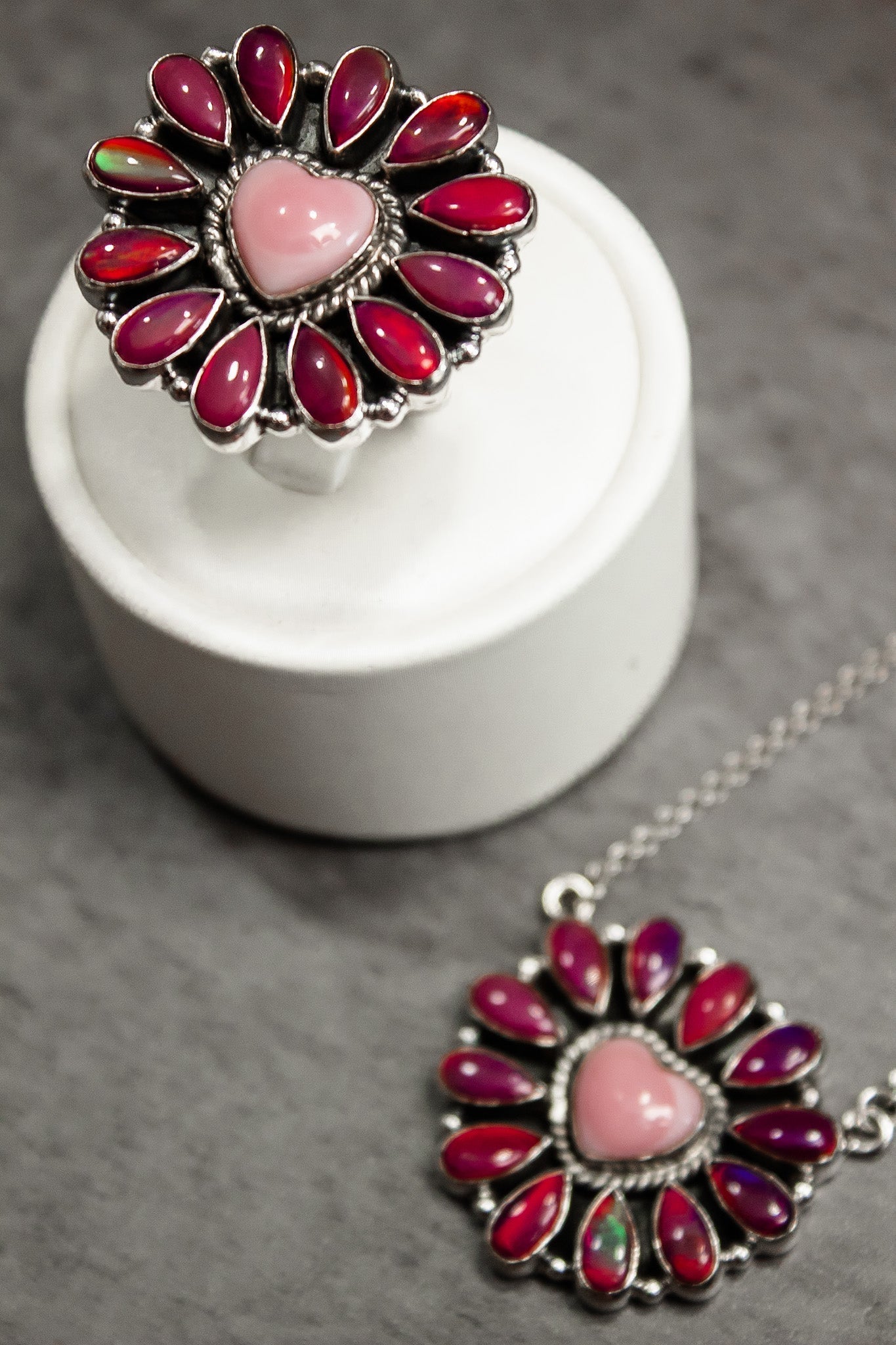 Hearts and Mixed Stone Sterling Silver Necklaces & Rings-Chain Necklaces-Krush Kandy, Women's Online Fashion Boutique Located in Phoenix, Arizona (Scottsdale Area)