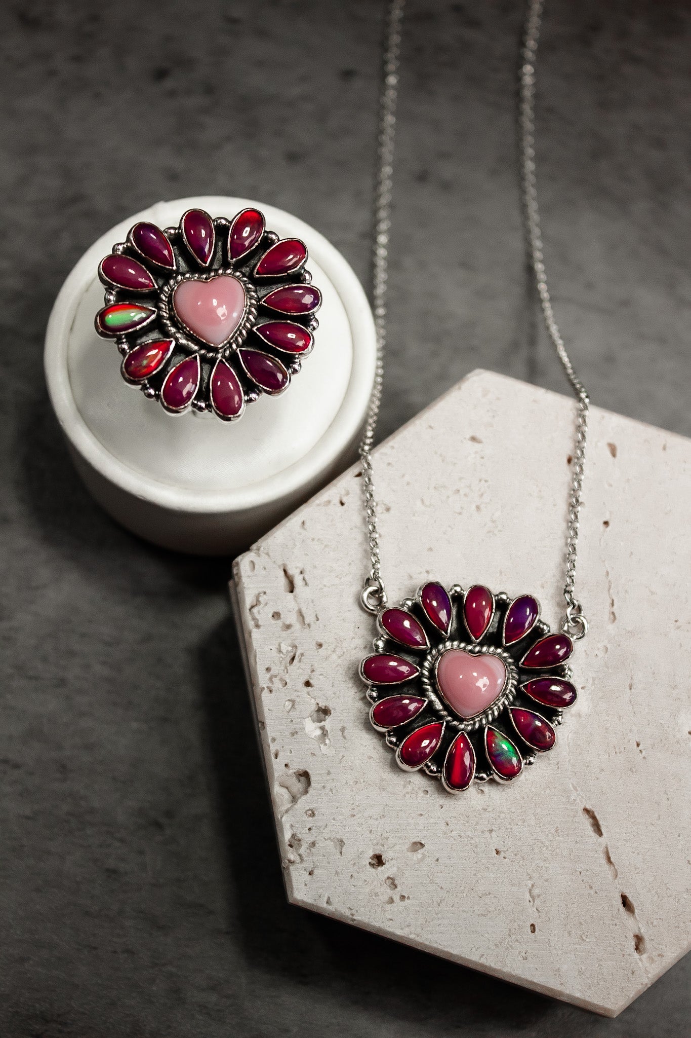 Hearts and Mixed Stone Sterling Silver Necklaces & Rings-Chain Necklaces-Krush Kandy, Women's Online Fashion Boutique Located in Phoenix, Arizona (Scottsdale Area)