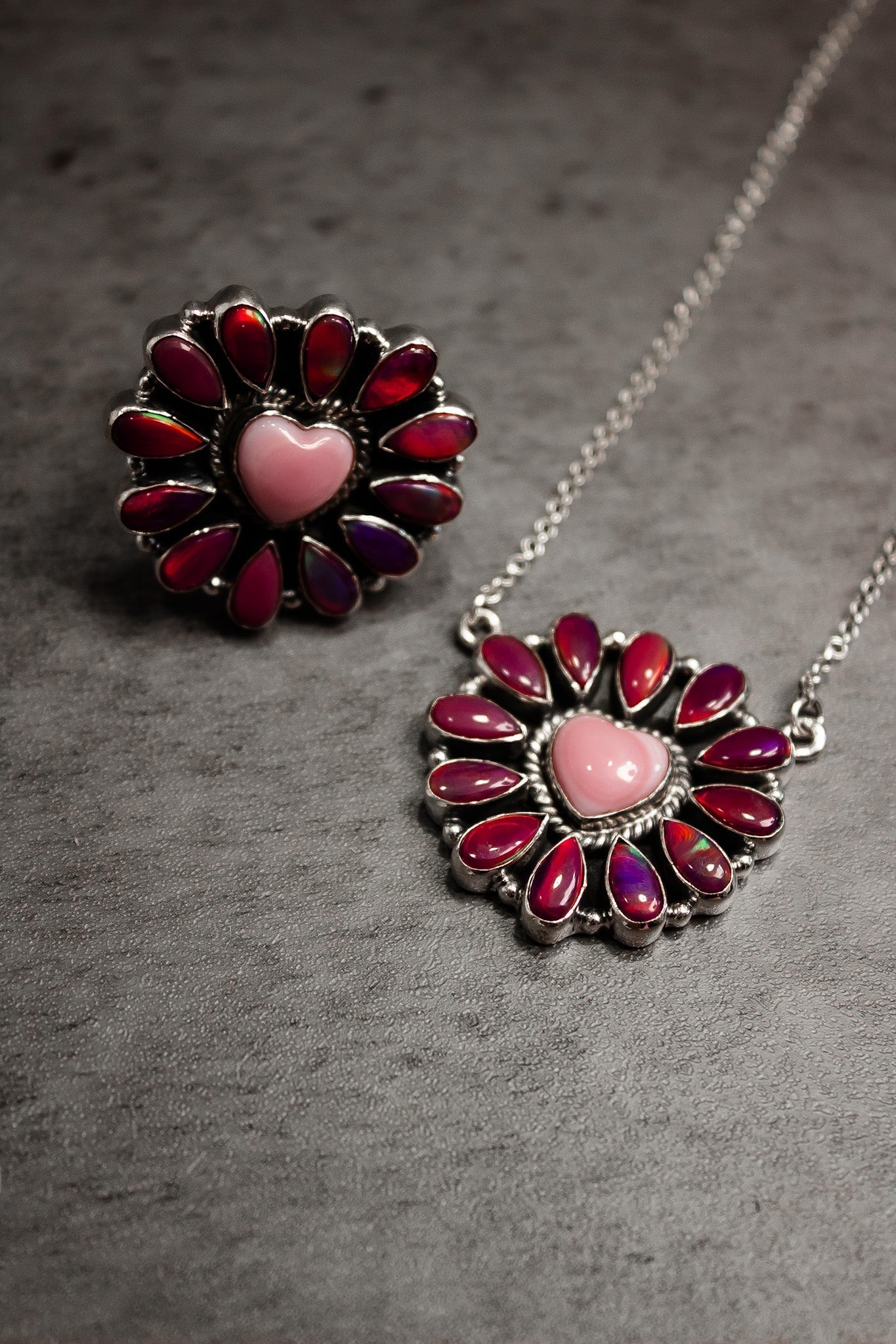 Hearts and Mixed Stone Sterling Silver Necklaces & Rings-Chain Necklaces-Krush Kandy, Women's Online Fashion Boutique Located in Phoenix, Arizona (Scottsdale Area)