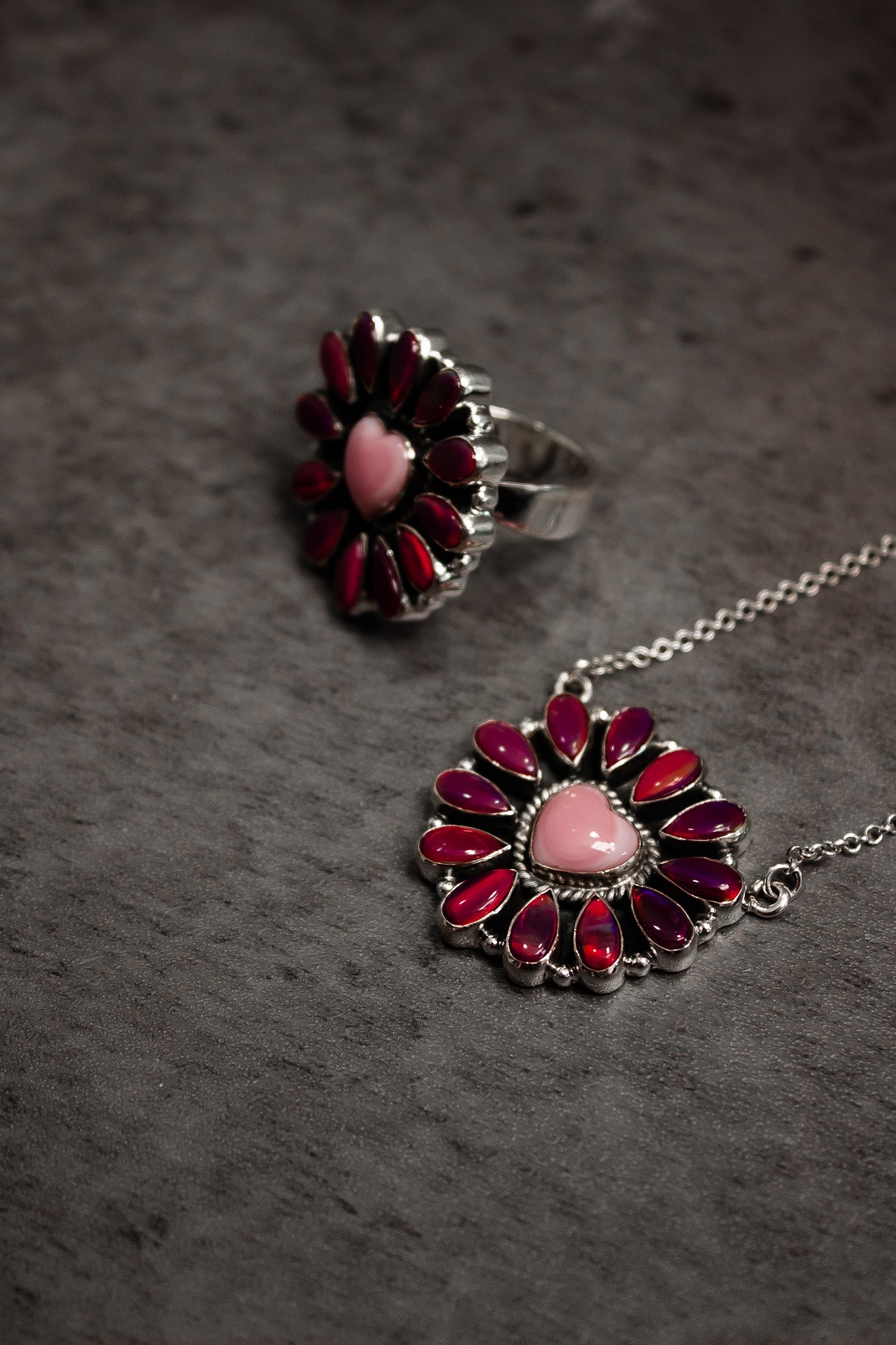 Hearts and Mixed Stone Sterling Silver Necklaces & Rings-Chain Necklaces-Krush Kandy, Women's Online Fashion Boutique Located in Phoenix, Arizona (Scottsdale Area)