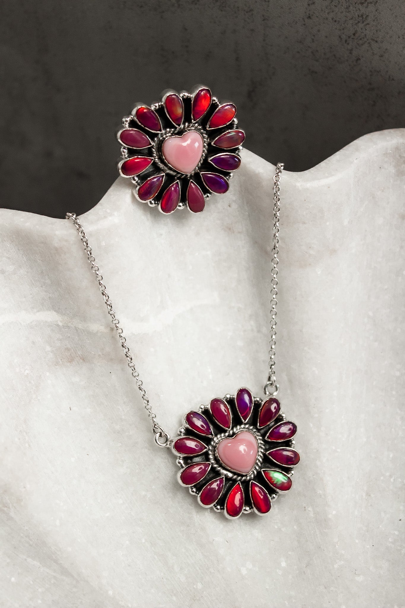 Hearts and Mixed Stone Sterling Silver Necklaces & Rings-Chain Necklaces-Krush Kandy, Women's Online Fashion Boutique Located in Phoenix, Arizona (Scottsdale Area)