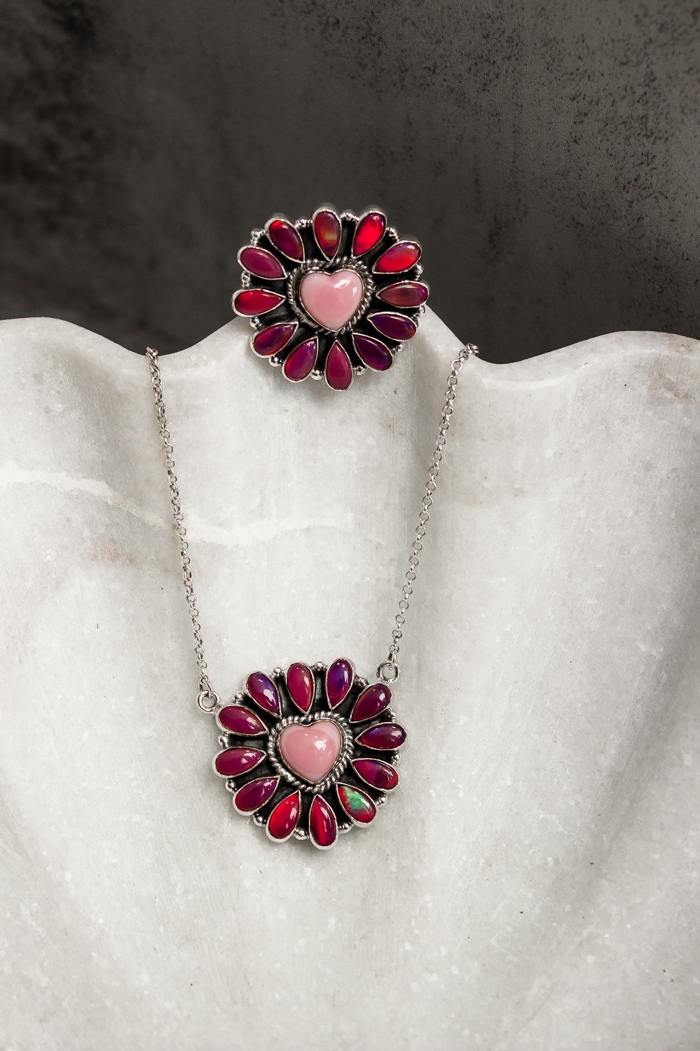 Hearts and Mixed Stone Sterling Silver Necklaces & Rings-Chain Necklaces-Krush Kandy, Women's Online Fashion Boutique Located in Phoenix, Arizona (Scottsdale Area)