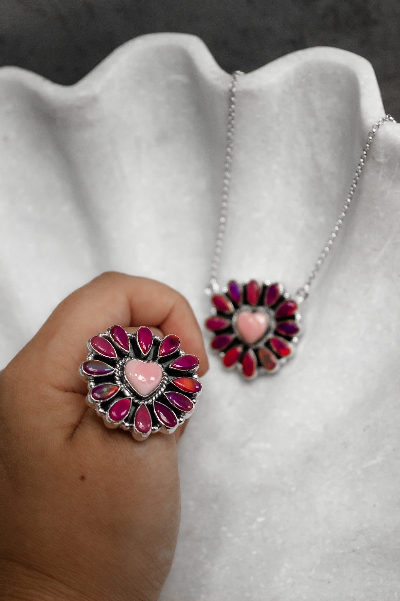 Hearts and Mixed Stone Sterling Silver Necklaces & Rings-Chain Necklaces-Krush Kandy, Women's Online Fashion Boutique Located in Phoenix, Arizona (Scottsdale Area)