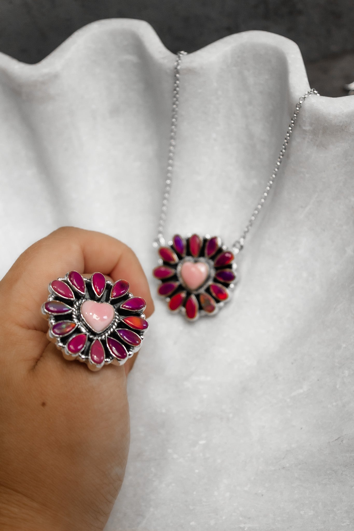 Hearts and Mixed Stone Sterling Silver Necklaces & Rings-Chain Necklaces-Krush Kandy, Women's Online Fashion Boutique Located in Phoenix, Arizona (Scottsdale Area)