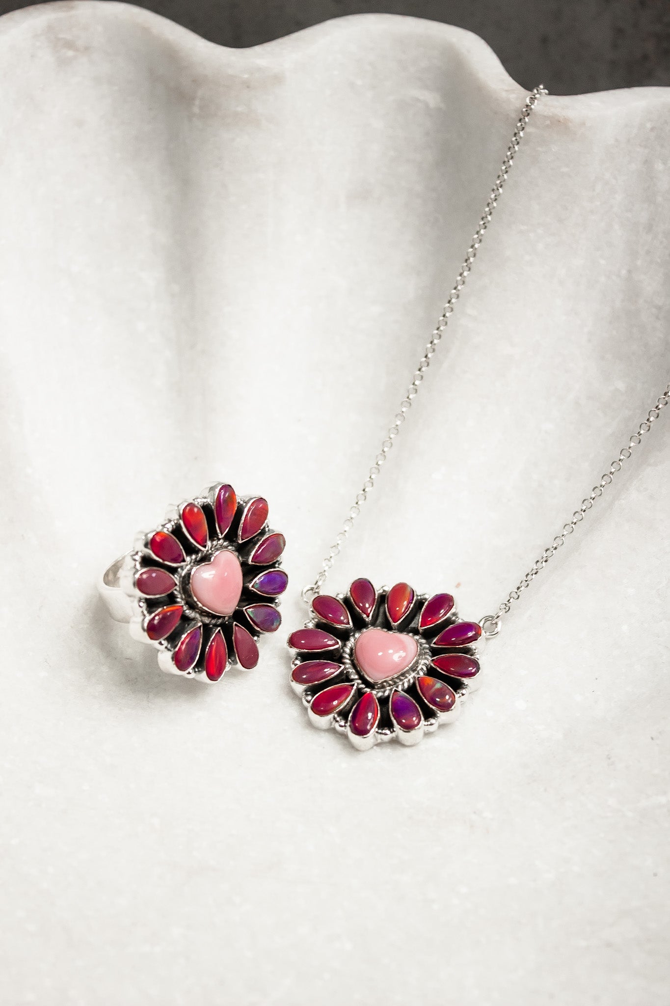 Hearts and Mixed Stone Sterling Silver Necklaces & Rings-Chain Necklaces-Krush Kandy, Women's Online Fashion Boutique Located in Phoenix, Arizona (Scottsdale Area)