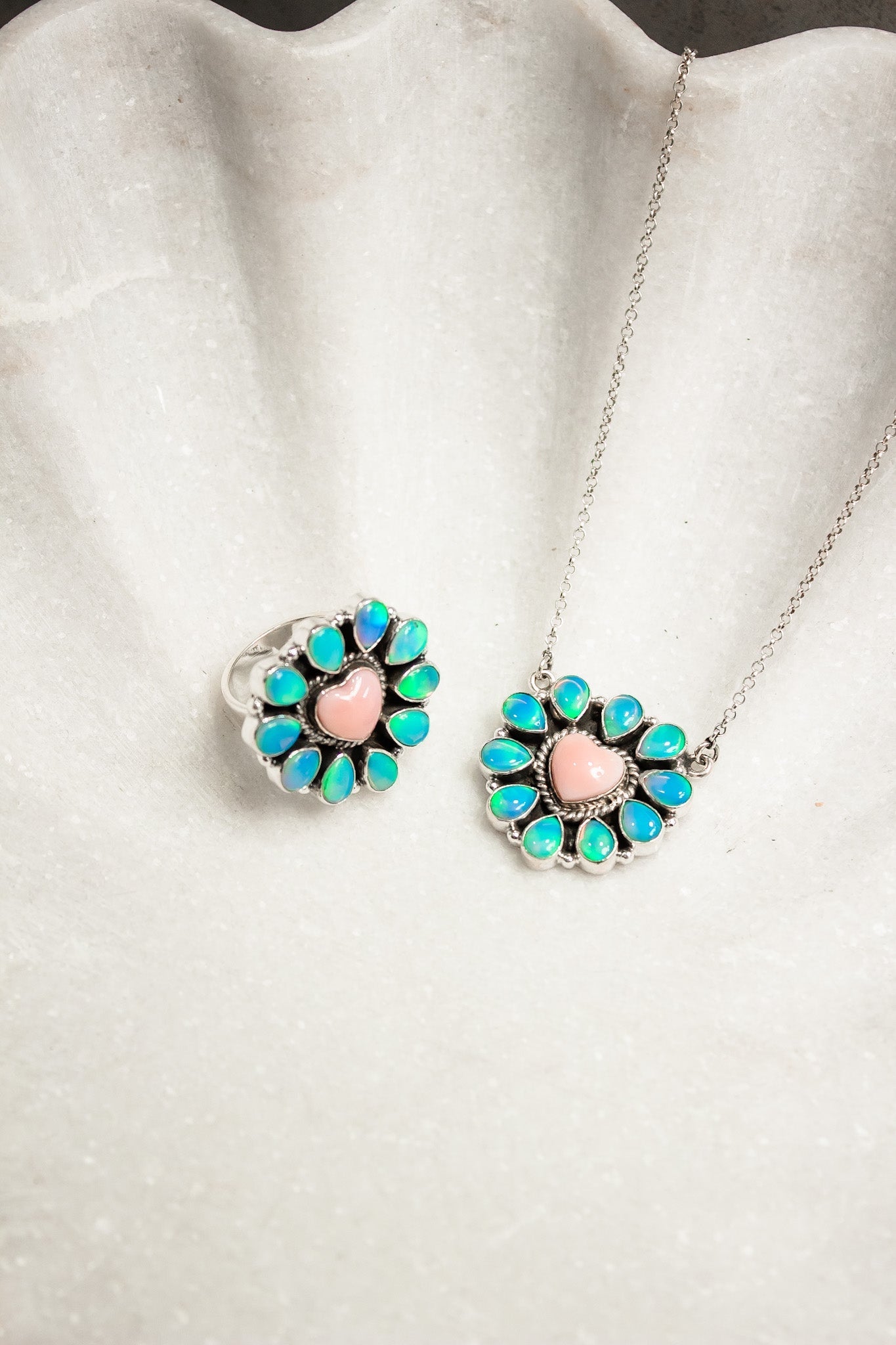 Hearts and Mixed Stone Sterling Silver Necklaces & Rings-Chain Necklaces-Krush Kandy, Women's Online Fashion Boutique Located in Phoenix, Arizona (Scottsdale Area)