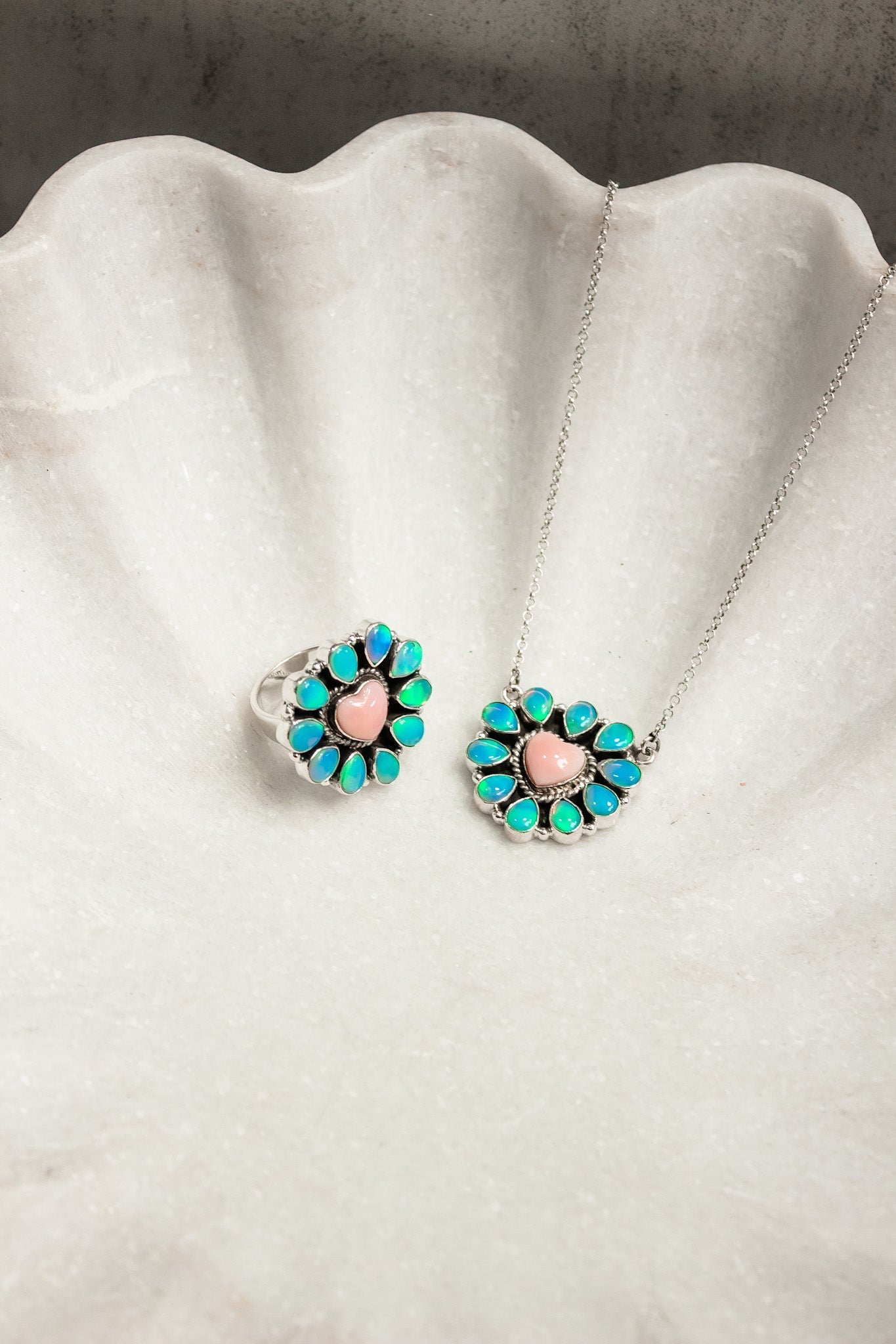 Hearts and Mixed Stone Sterling Silver Necklaces & Rings-Chain Necklaces-Krush Kandy, Women's Online Fashion Boutique Located in Phoenix, Arizona (Scottsdale Area)