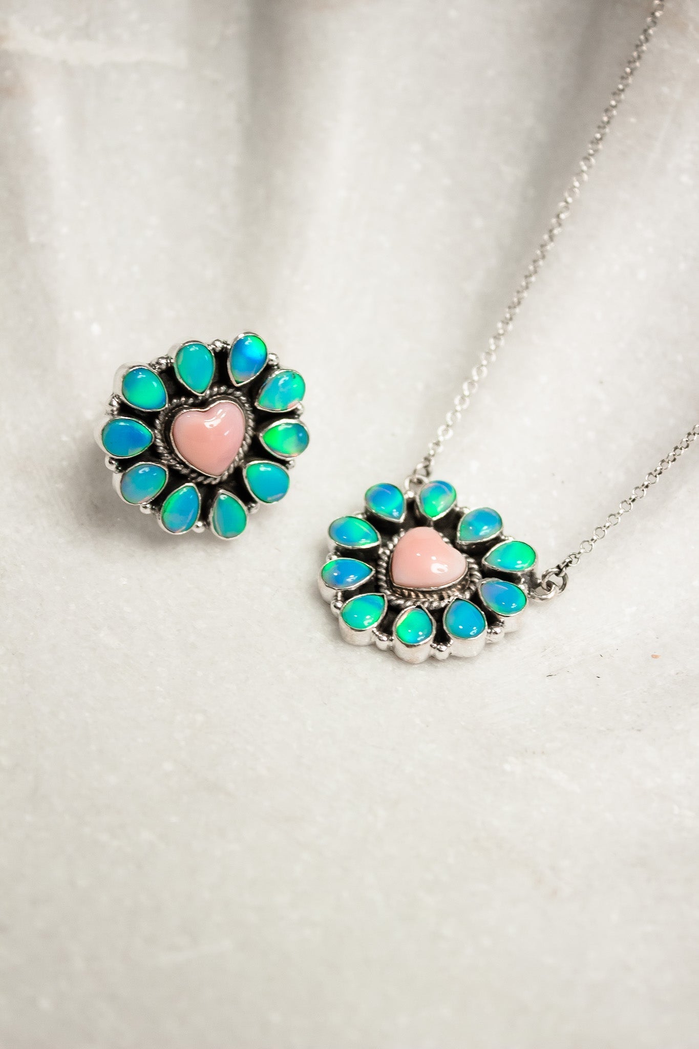 Hearts and Mixed Stone Sterling Silver Necklaces & Rings-Chain Necklaces-Krush Kandy, Women's Online Fashion Boutique Located in Phoenix, Arizona (Scottsdale Area)