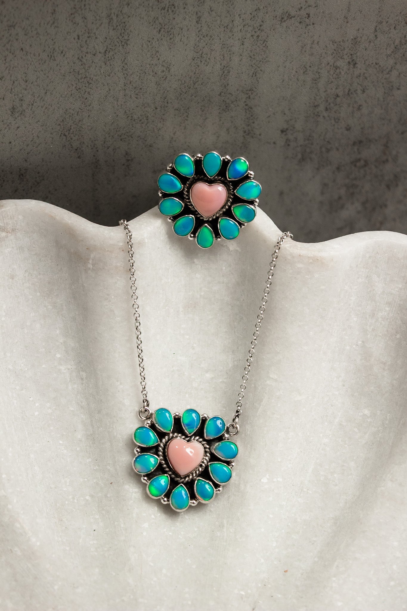 Hearts and Mixed Stone Sterling Silver Necklaces & Rings-Chain Necklaces-Krush Kandy, Women's Online Fashion Boutique Located in Phoenix, Arizona (Scottsdale Area)