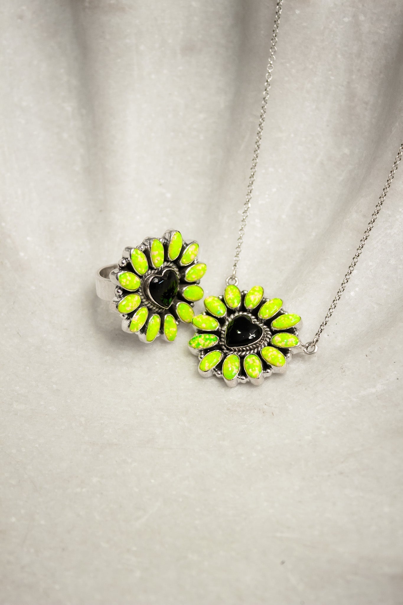 Hearts and Mixed Stone Sterling Silver Necklaces & Rings-Chain Necklaces-Krush Kandy, Women's Online Fashion Boutique Located in Phoenix, Arizona (Scottsdale Area)