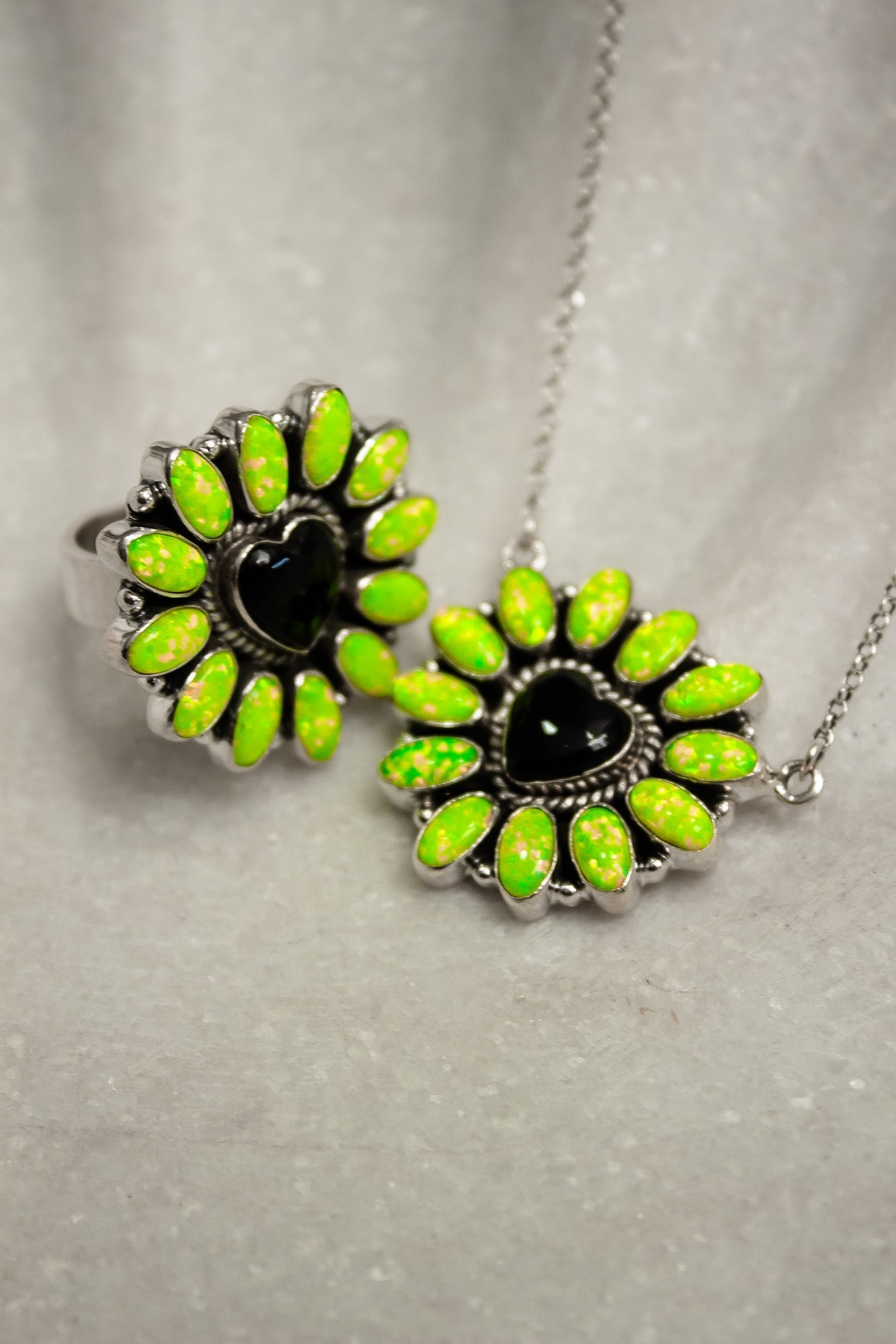 Hearts and Mixed Stone Sterling Silver Necklaces & Rings-Chain Necklaces-Krush Kandy, Women's Online Fashion Boutique Located in Phoenix, Arizona (Scottsdale Area)