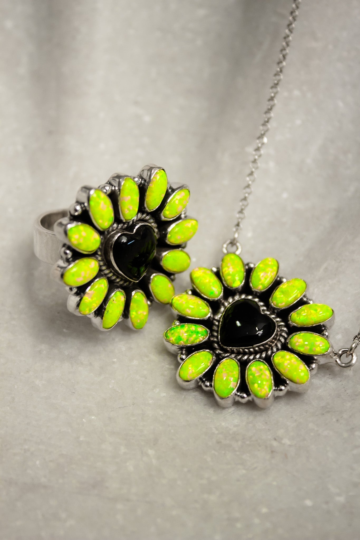 Hearts and Mixed Stone Sterling Silver Necklaces & Rings-Chain Necklaces-Krush Kandy, Women's Online Fashion Boutique Located in Phoenix, Arizona (Scottsdale Area)