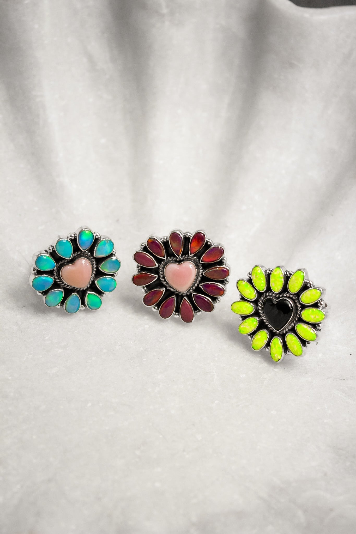 Hearts and Mixed Stone Sterling Silver Necklaces & Rings-Chain Necklaces-Krush Kandy, Women's Online Fashion Boutique Located in Phoenix, Arizona (Scottsdale Area)