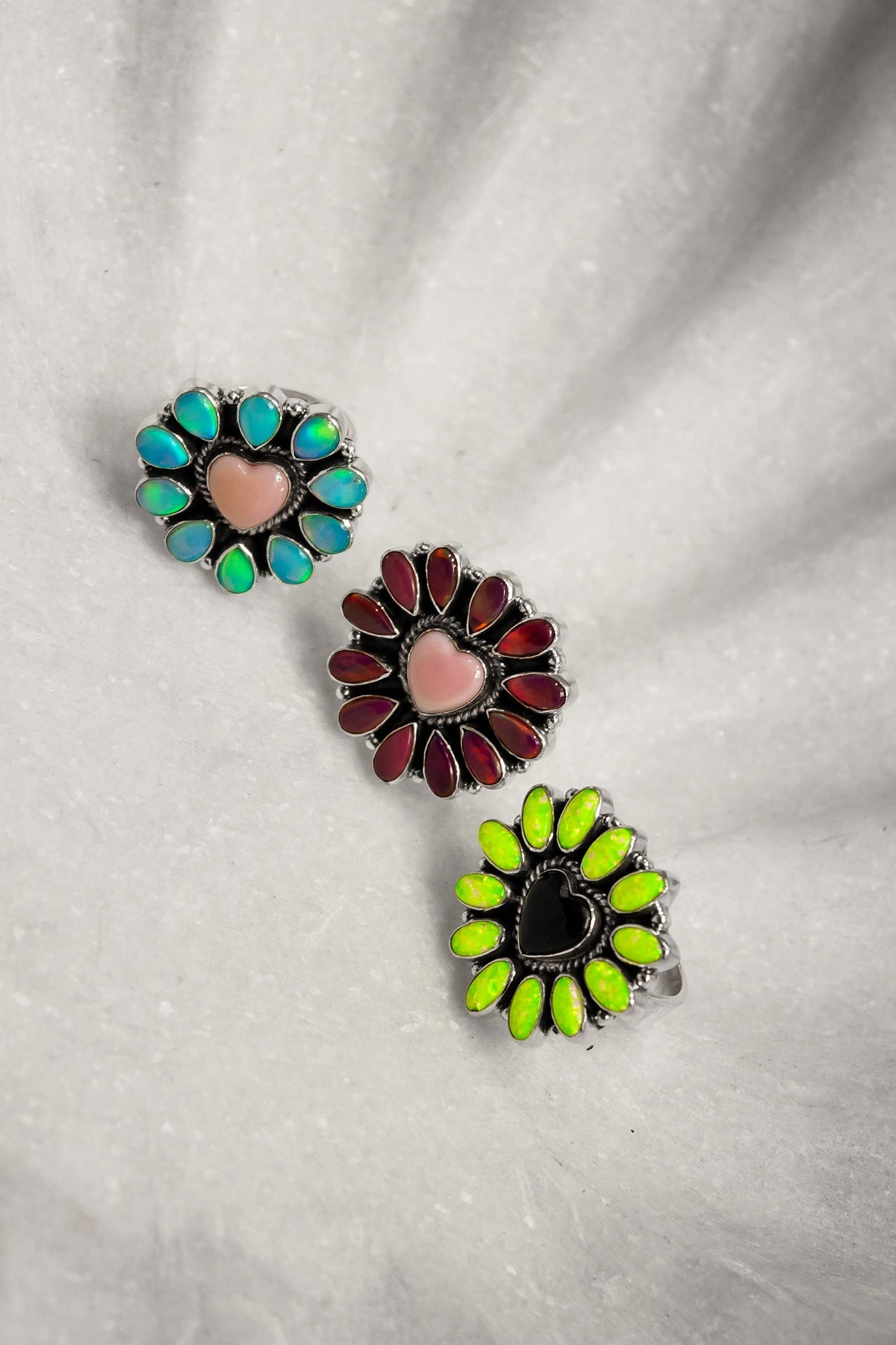 Hearts and Mixed Stone Sterling Silver Necklaces & Rings-Chain Necklaces-Krush Kandy, Women's Online Fashion Boutique Located in Phoenix, Arizona (Scottsdale Area)