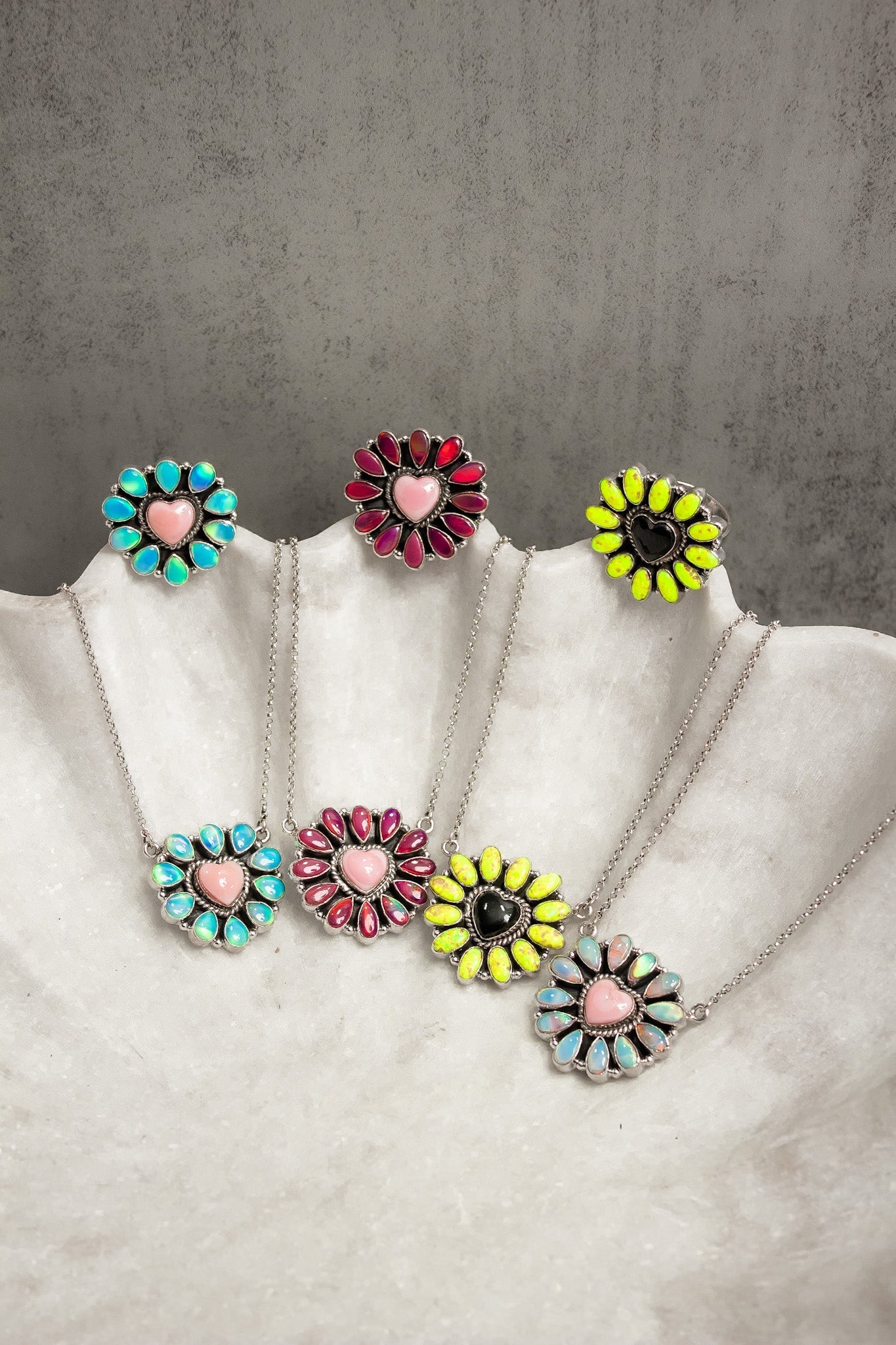 Hearts and Mixed Stone Sterling Silver Necklaces & Rings-Chain Necklaces-Krush Kandy, Women's Online Fashion Boutique Located in Phoenix, Arizona (Scottsdale Area)