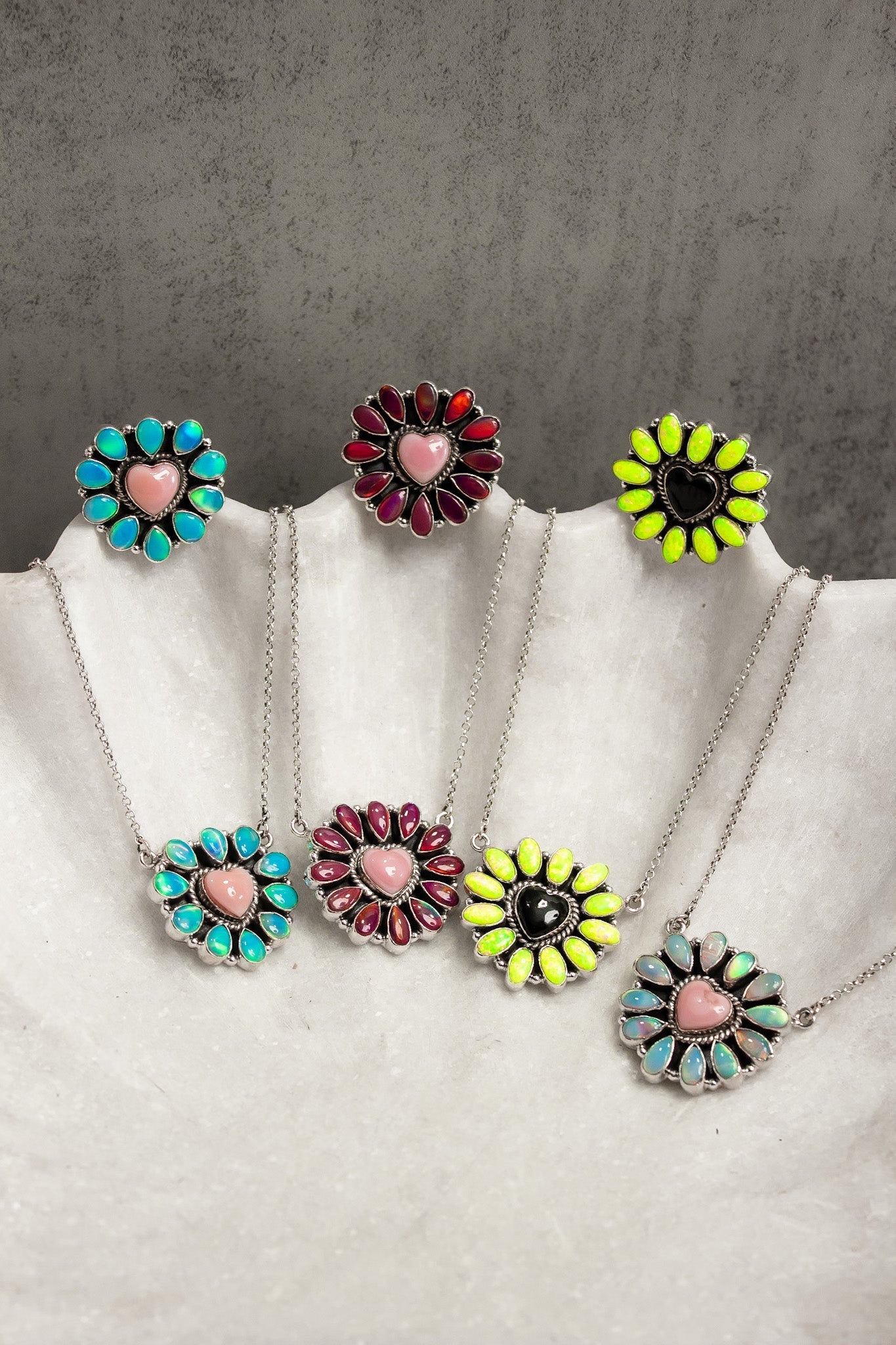 Hearts and Mixed Stone Sterling Silver Necklaces & Rings-Chain Necklaces-Krush Kandy, Women's Online Fashion Boutique Located in Phoenix, Arizona (Scottsdale Area)