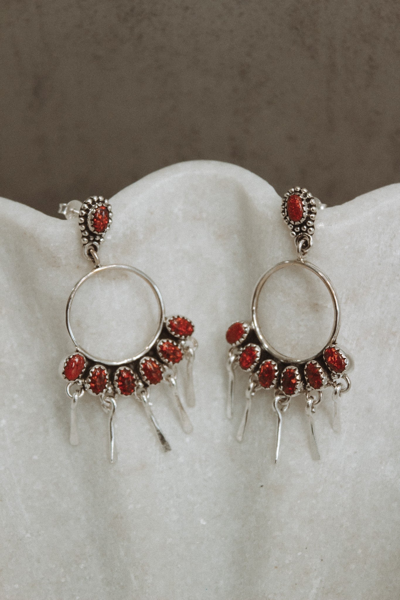 7 Jewel Hoop Studded Dangle Earring-Drop Earrings-Krush Kandy, Women's Online Fashion Boutique Located in Phoenix, Arizona (Scottsdale Area)