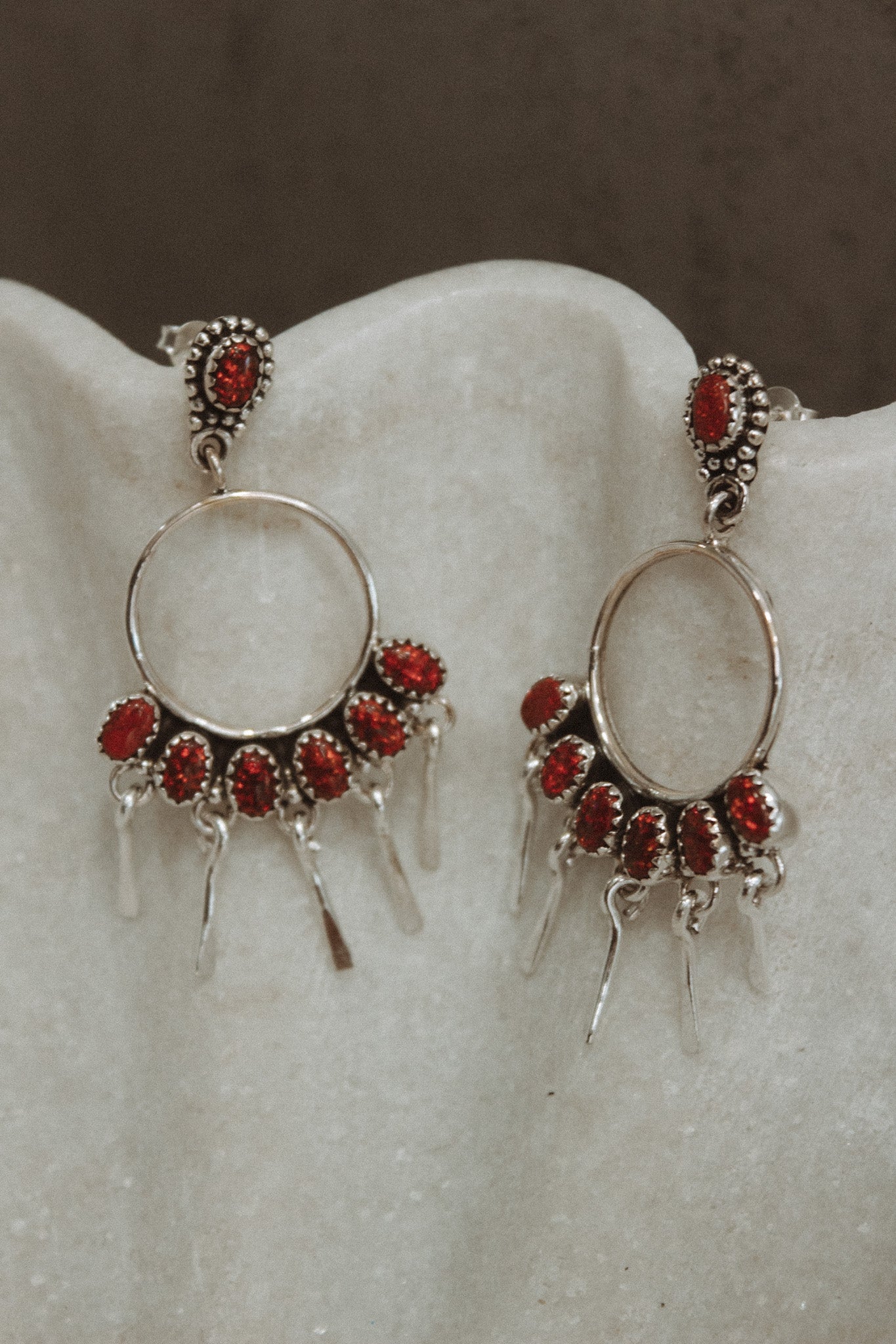 7 Jewel Hoop Studded Dangle Earring-Drop Earrings-Krush Kandy, Women's Online Fashion Boutique Located in Phoenix, Arizona (Scottsdale Area)