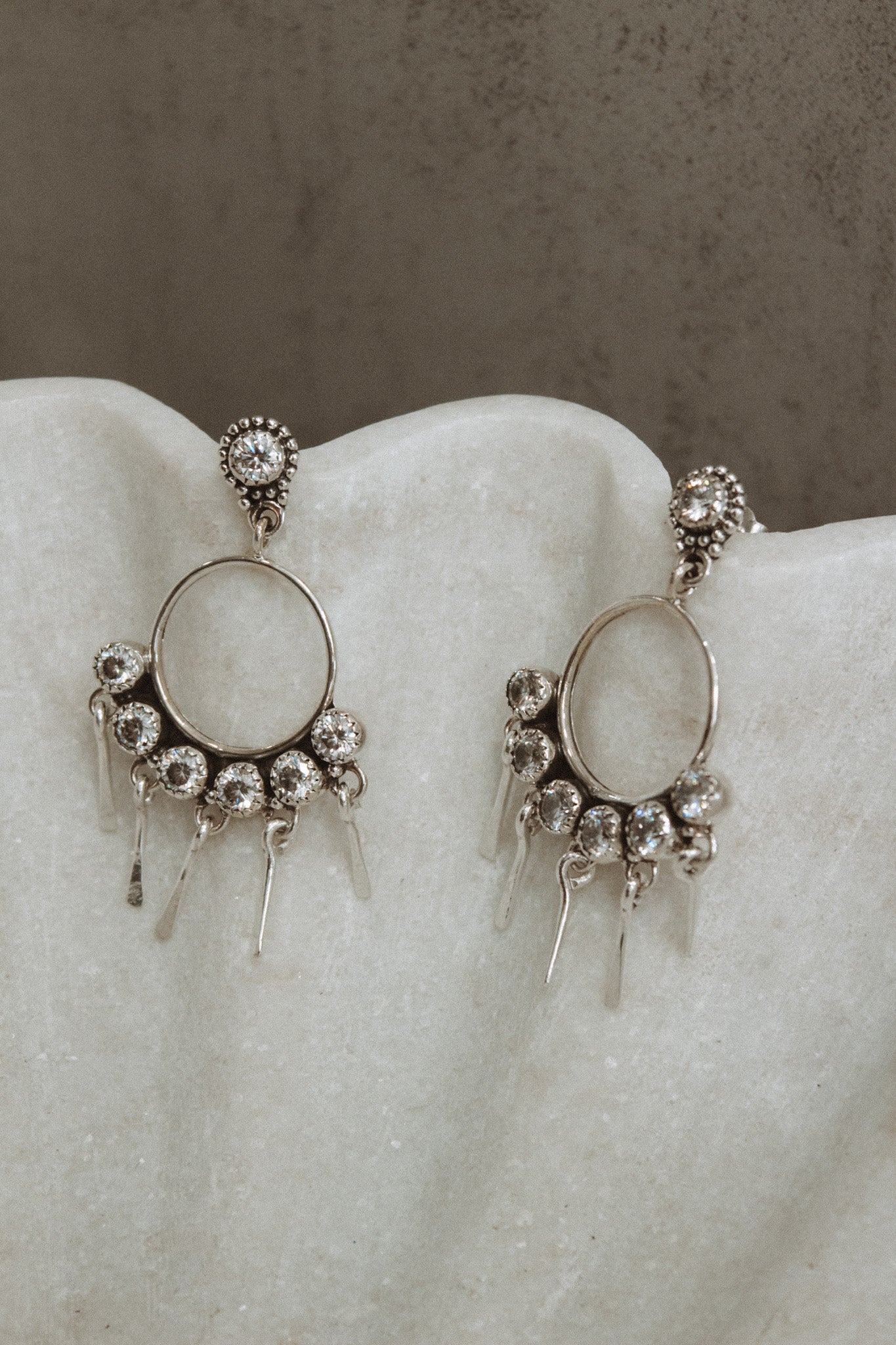 7 Jewel Hoop Studded Dangle Earring-Drop Earrings-Krush Kandy, Women's Online Fashion Boutique Located in Phoenix, Arizona (Scottsdale Area)