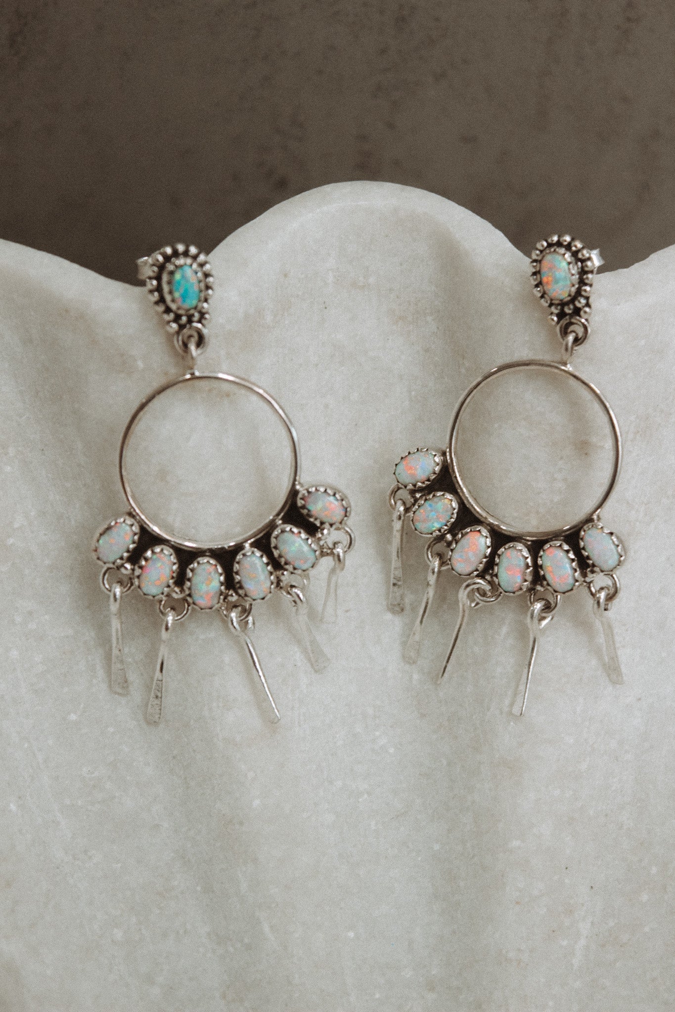 7 Jewel Hoop Studded Dangle Earring-Drop Earrings-Krush Kandy, Women's Online Fashion Boutique Located in Phoenix, Arizona (Scottsdale Area)