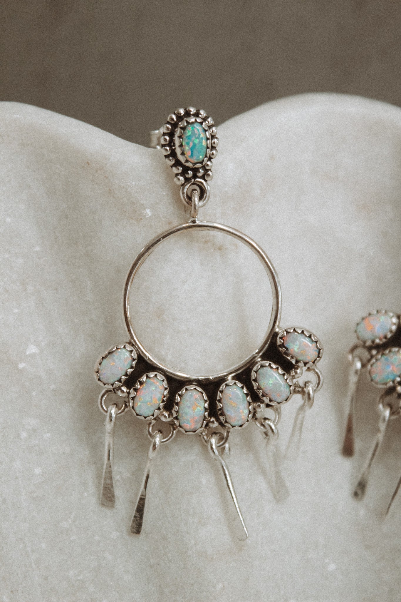 7 Jewel Hoop Studded Dangle Earring-Drop Earrings-Krush Kandy, Women's Online Fashion Boutique Located in Phoenix, Arizona (Scottsdale Area)