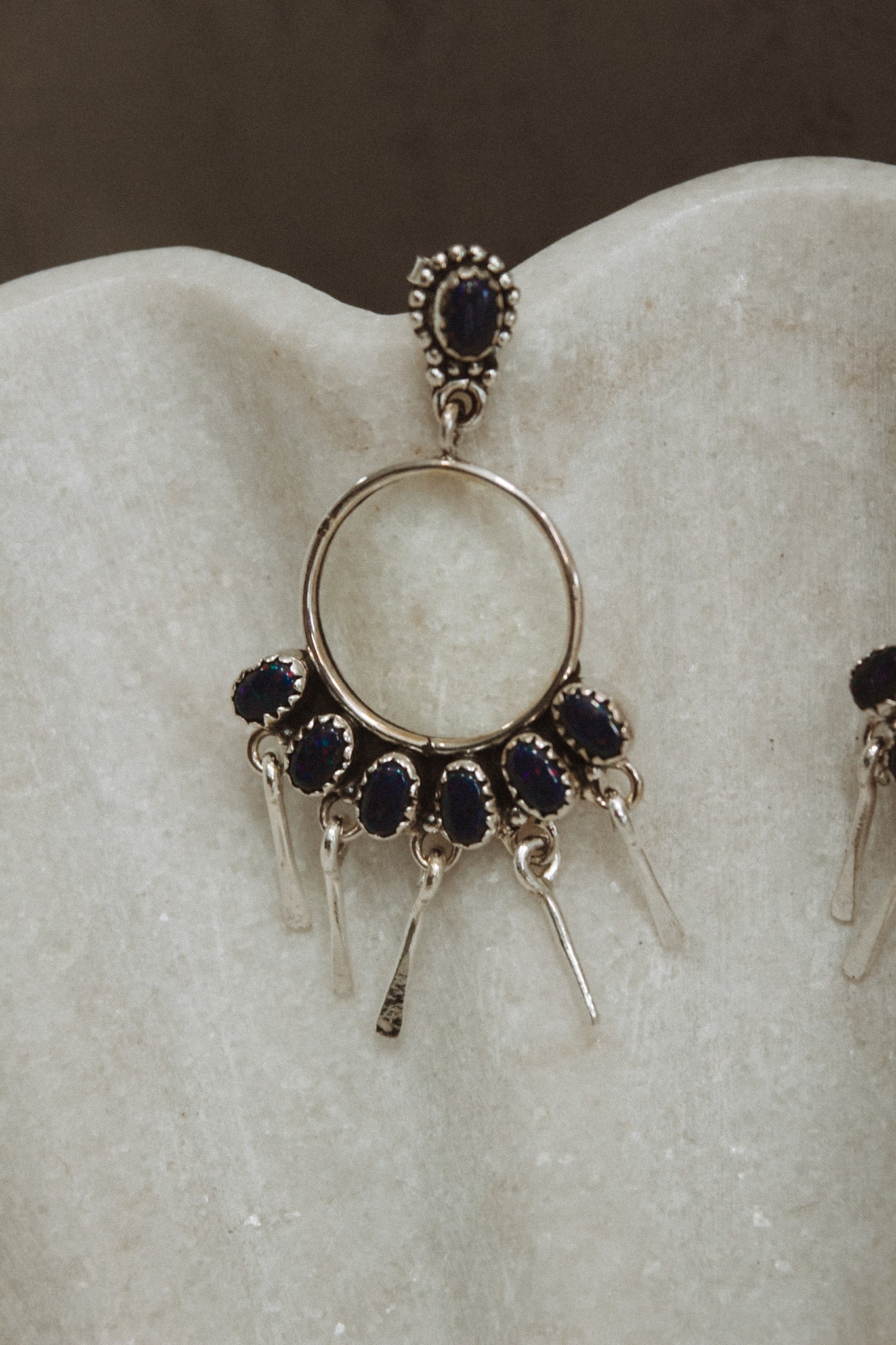 7 Jewel Hoop Studded Dangle Earring-Drop Earrings-Krush Kandy, Women's Online Fashion Boutique Located in Phoenix, Arizona (Scottsdale Area)