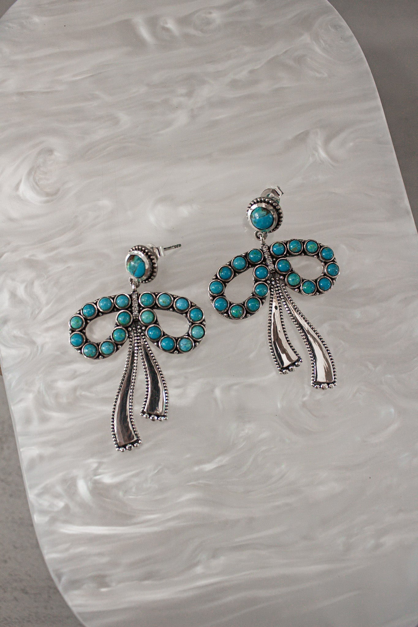 Stone Bliss Sterling Silver Bow Earrings-Stud Earrings-Krush Kandy, Women's Online Fashion Boutique Located in Phoenix, Arizona (Scottsdale Area)
