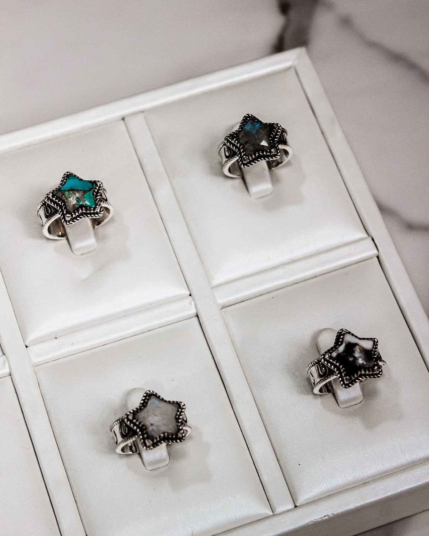 Starry Stamped Sterling Ring-Cluster Rings-Krush Kandy, Women's Online Fashion Boutique Located in Phoenix, Arizona (Scottsdale Area)