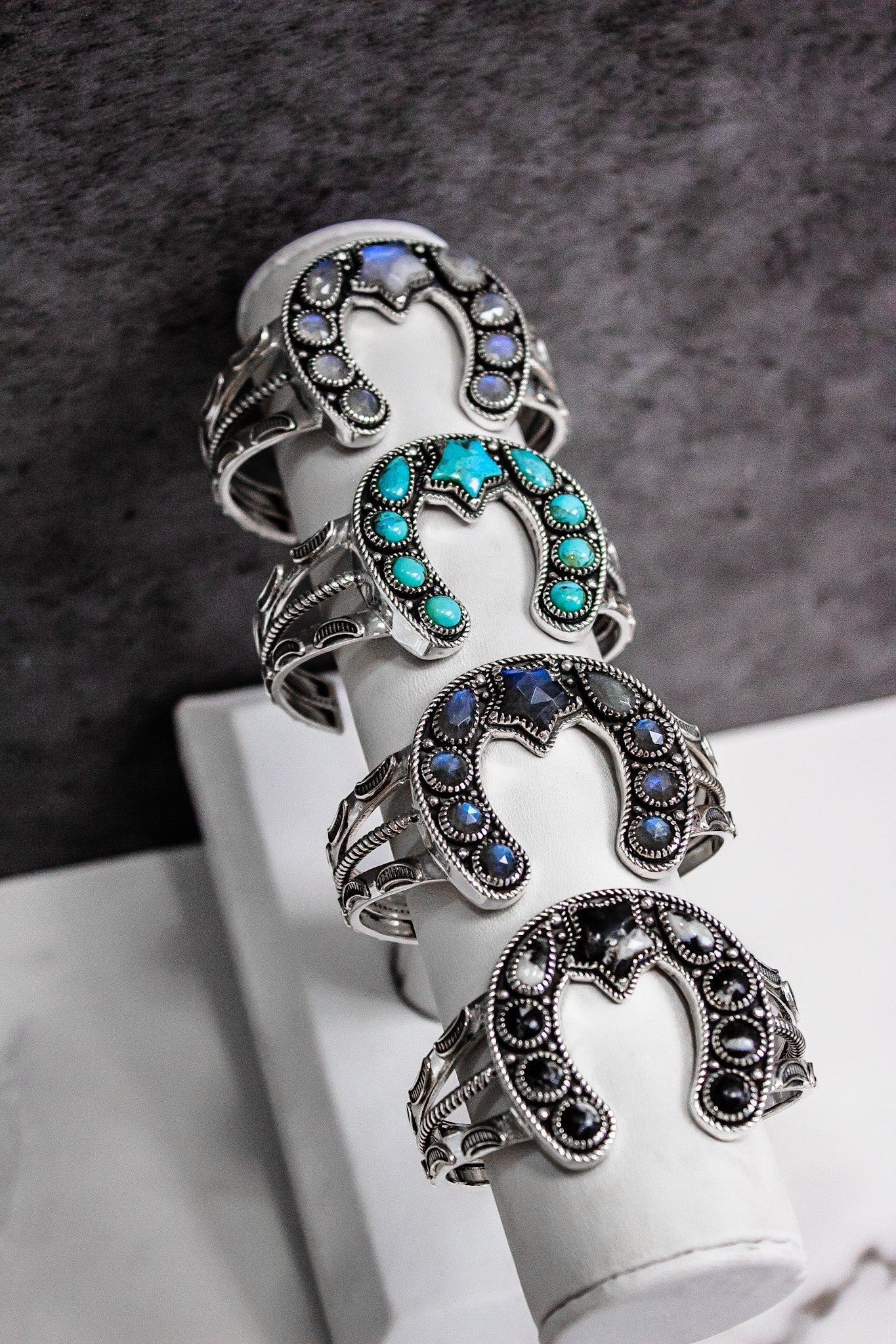 Starry Night Horseshoe Stone Cuff-Chain Bracelets-Krush Kandy, Women's Online Fashion Boutique Located in Phoenix, Arizona (Scottsdale Area)