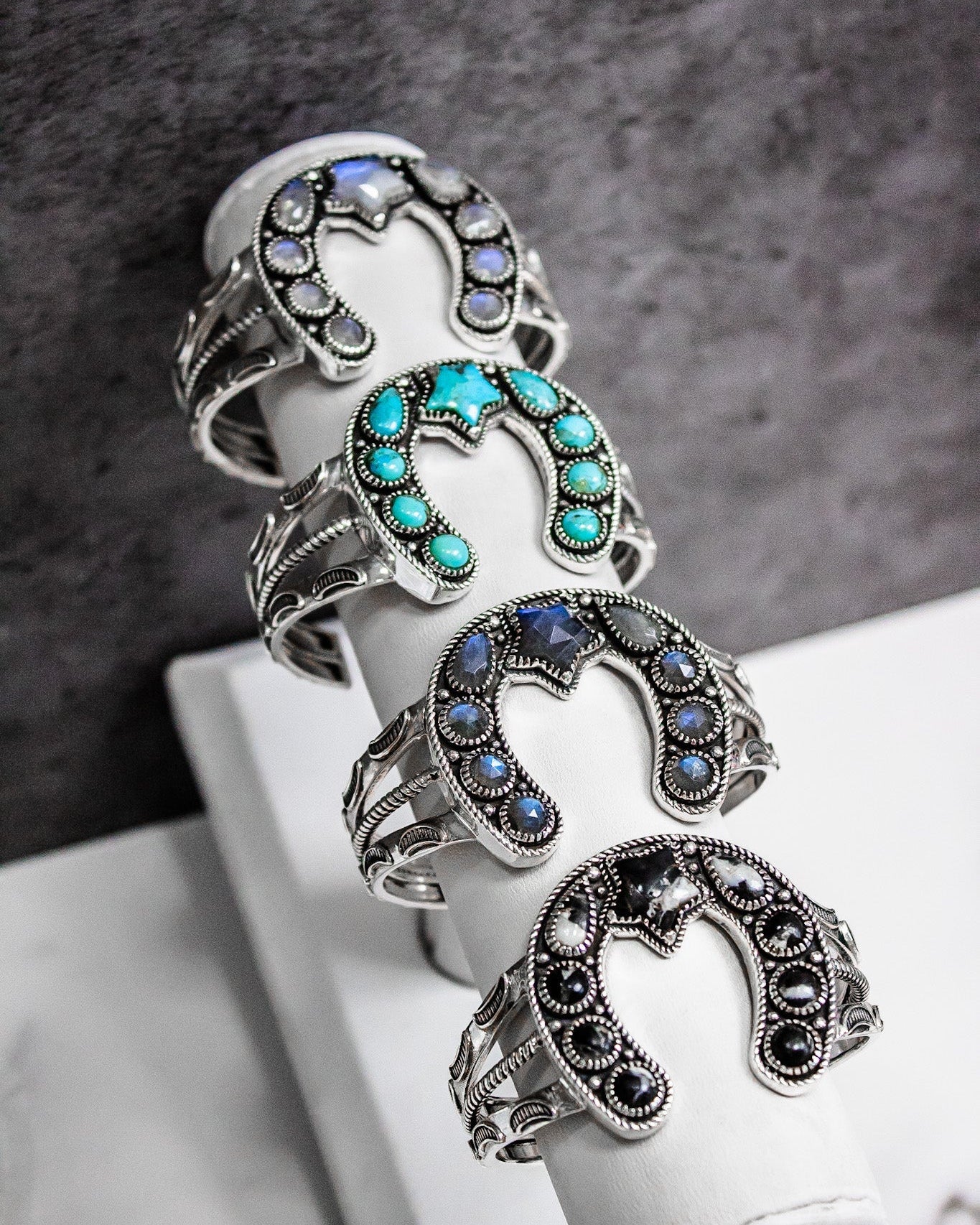 Starry Night Horseshoe Stone Cuff-Chain Bracelets-Krush Kandy, Women's Online Fashion Boutique Located in Phoenix, Arizona (Scottsdale Area)