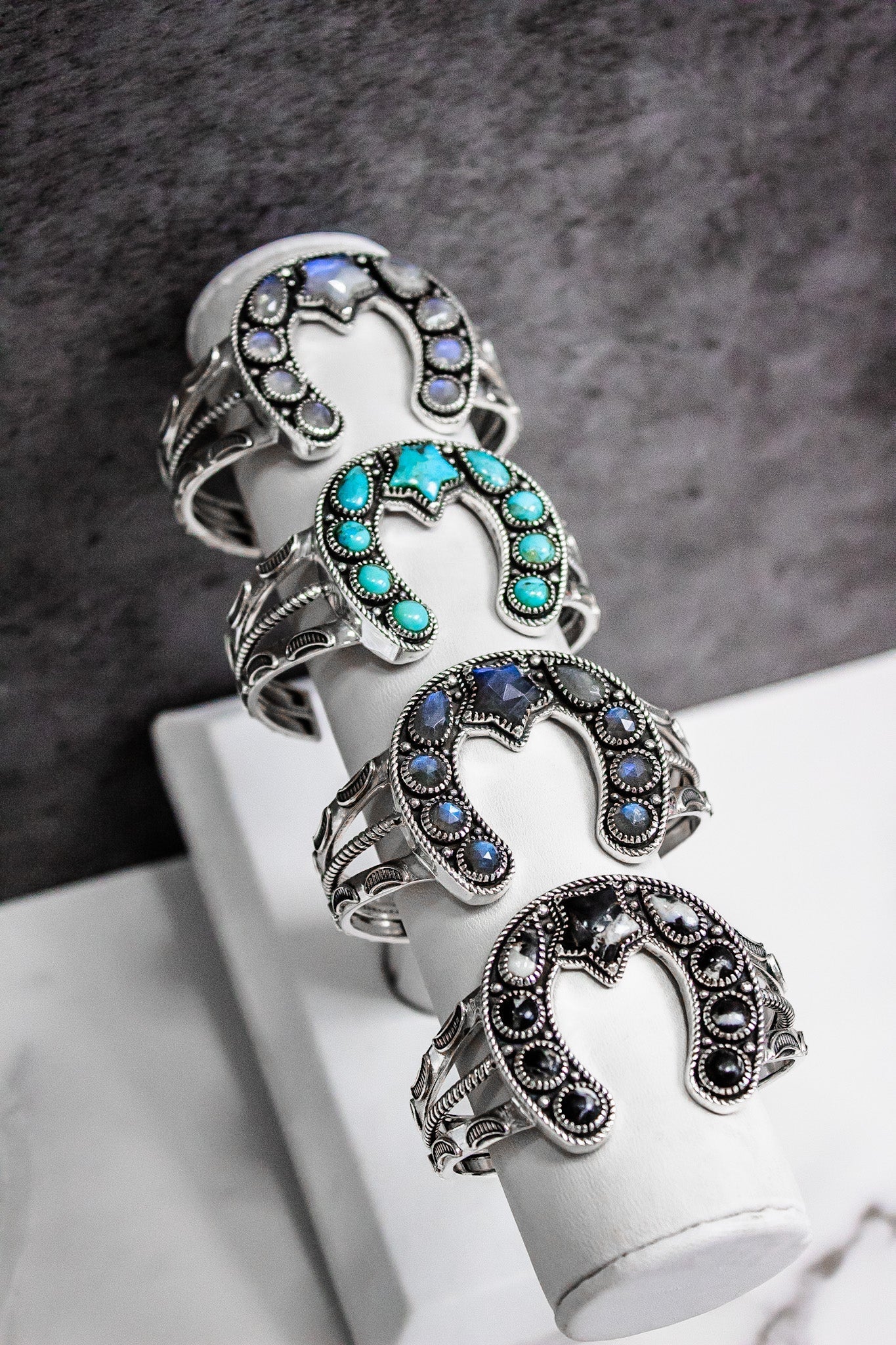 Starry Night Horseshoe Stone Cuff-Chain Bracelets-Krush Kandy, Women's Online Fashion Boutique Located in Phoenix, Arizona (Scottsdale Area)
