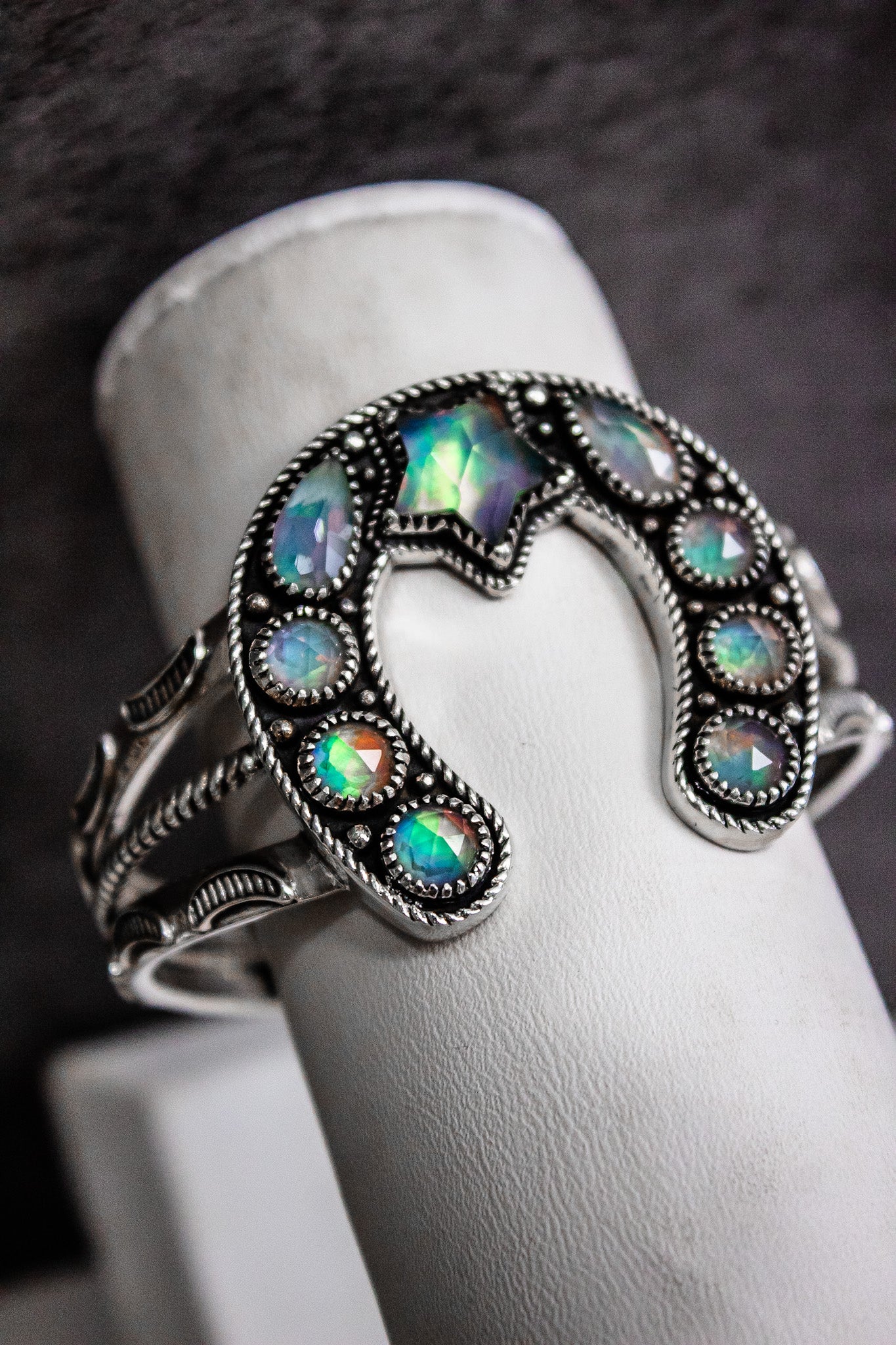 Starry Night Horseshoe Stone Cuff-Chain Bracelets-Krush Kandy, Women's Online Fashion Boutique Located in Phoenix, Arizona (Scottsdale Area)